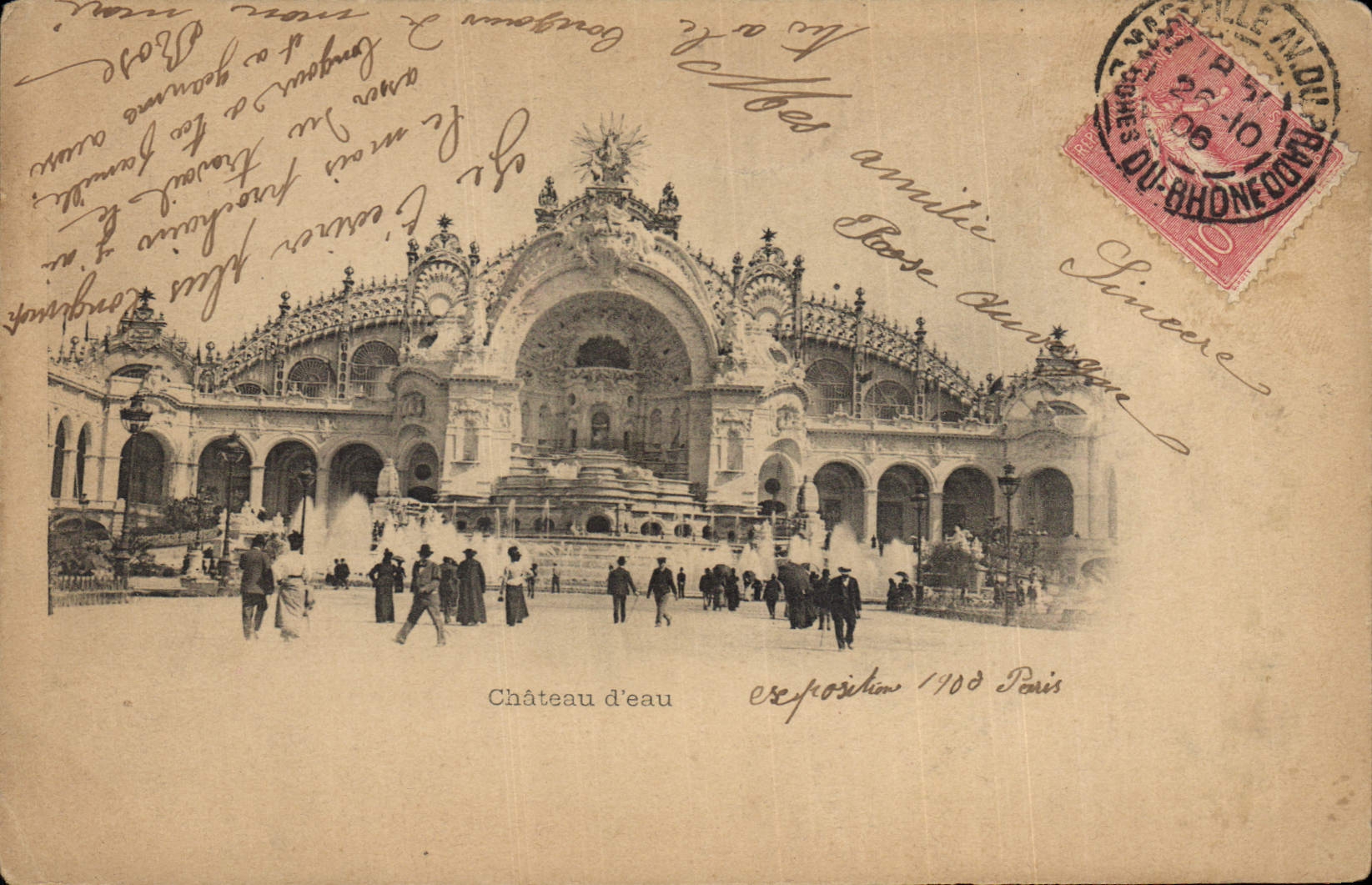 Vintage Postcard Tower water Exposure 1900 of Paris