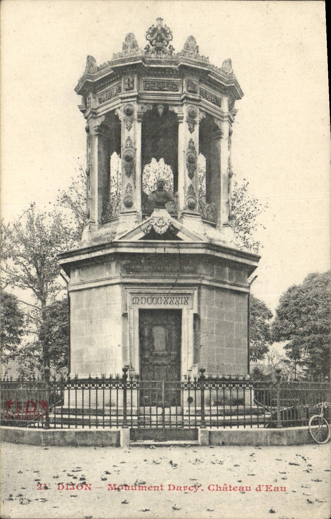 Vintage Postcard Tower water Dijon Monument Darcy