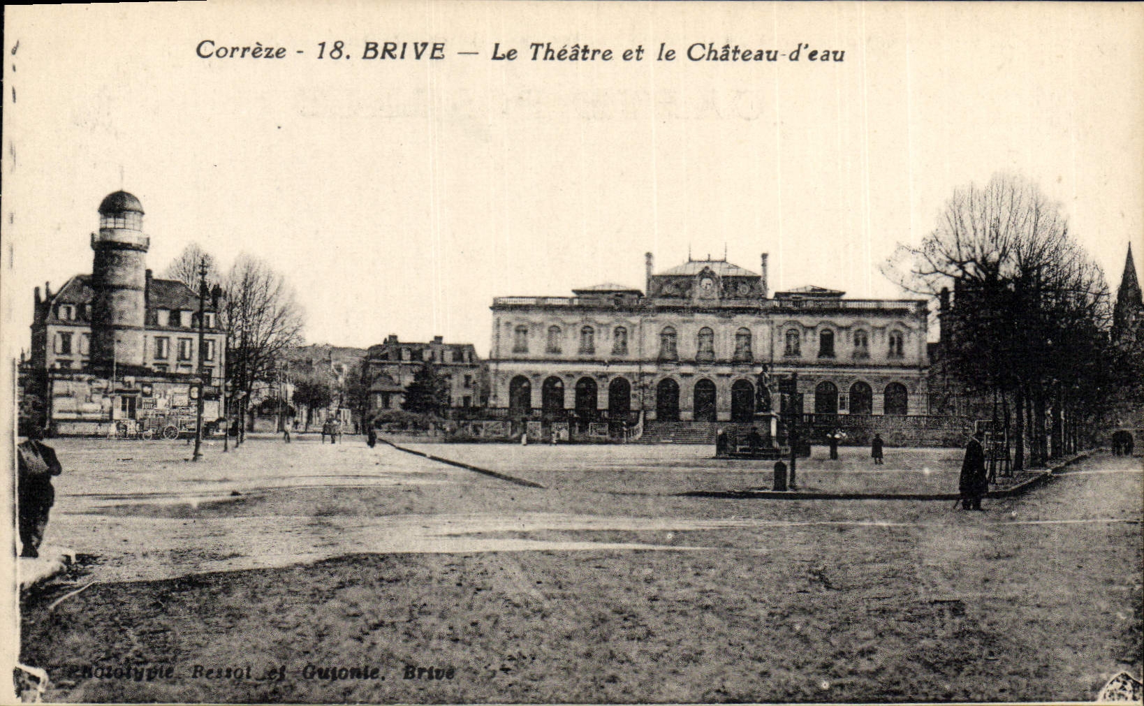 Vintage Postcard Tower water Brive the water theater and tower