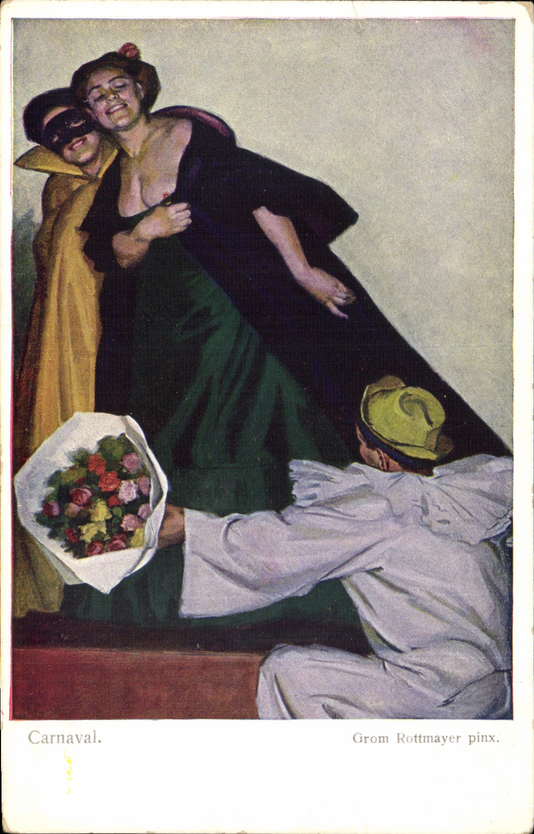 Vintage Postcard Pierrot Pierrots Carnival