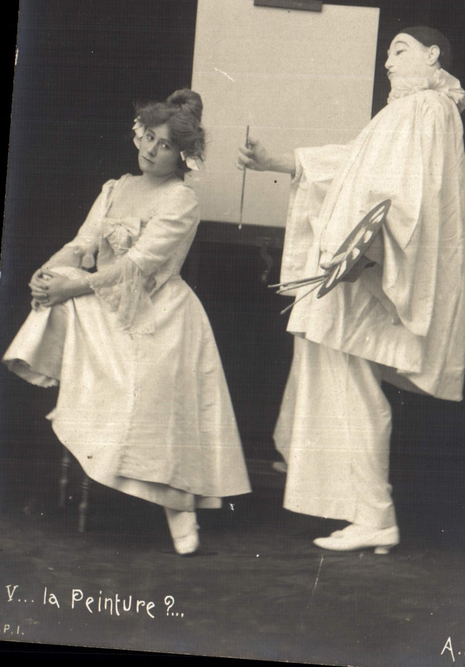 Vintage Postcard Pierrot Pierrots painting?
