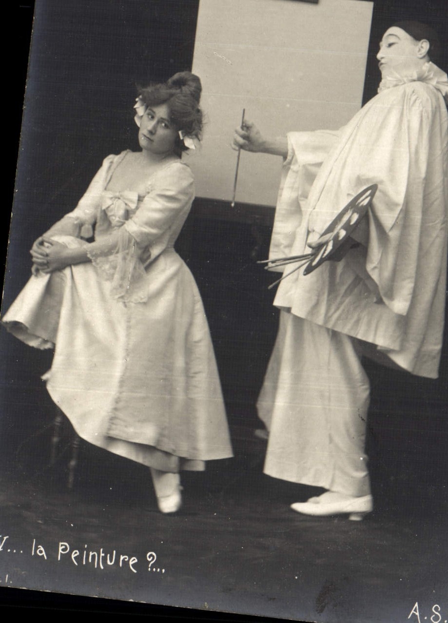 Vintage Postcard Pierrot painting? Pierrots