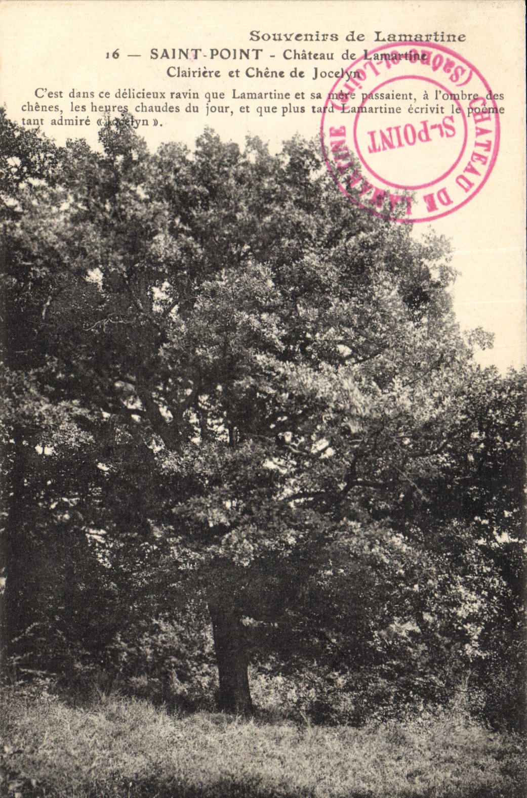 Postal Árbol Santo Punto Castillo de Lamartine Claro y roble de Jocelyn
