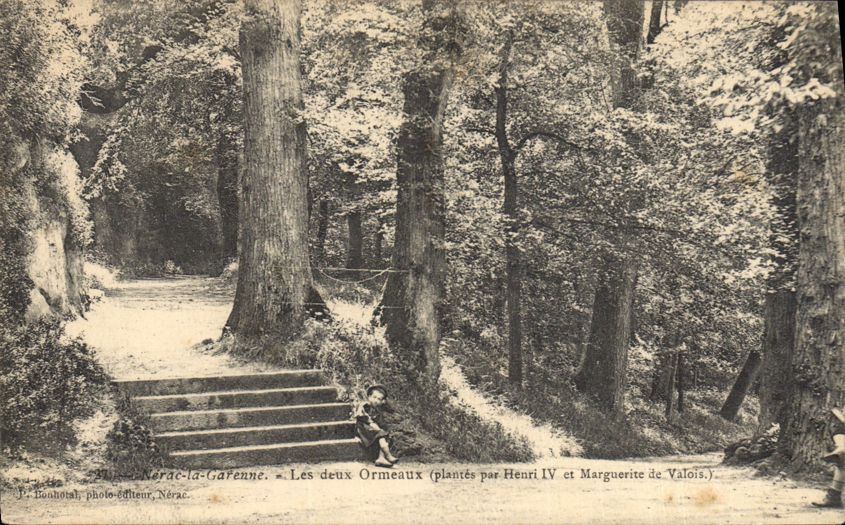 Postal Árbol Nerac la Garenne los dos olmillos plantas por Enrique IV y Margarita de Valois