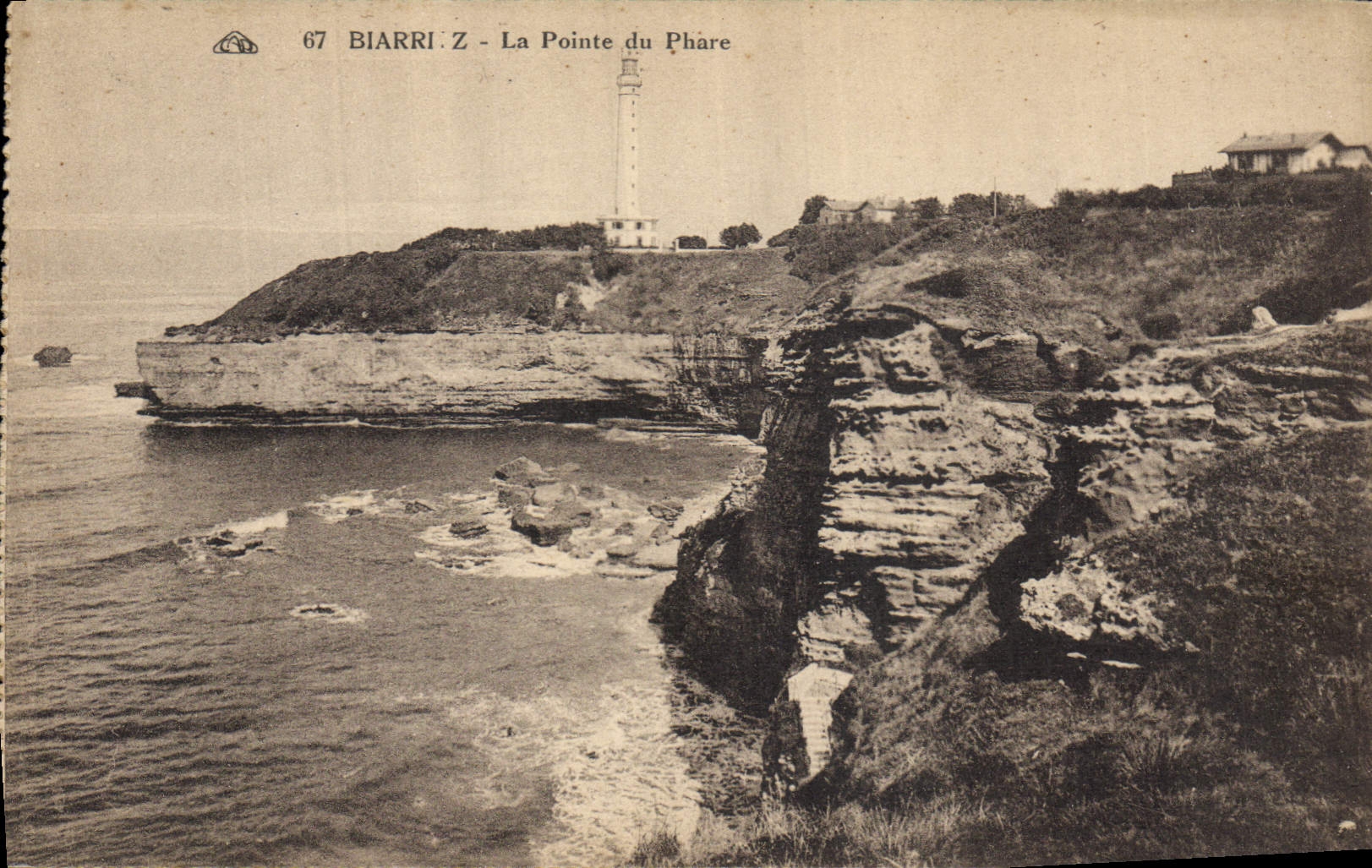 Vintage Postcard Biarritz Headlight the point of the headlight