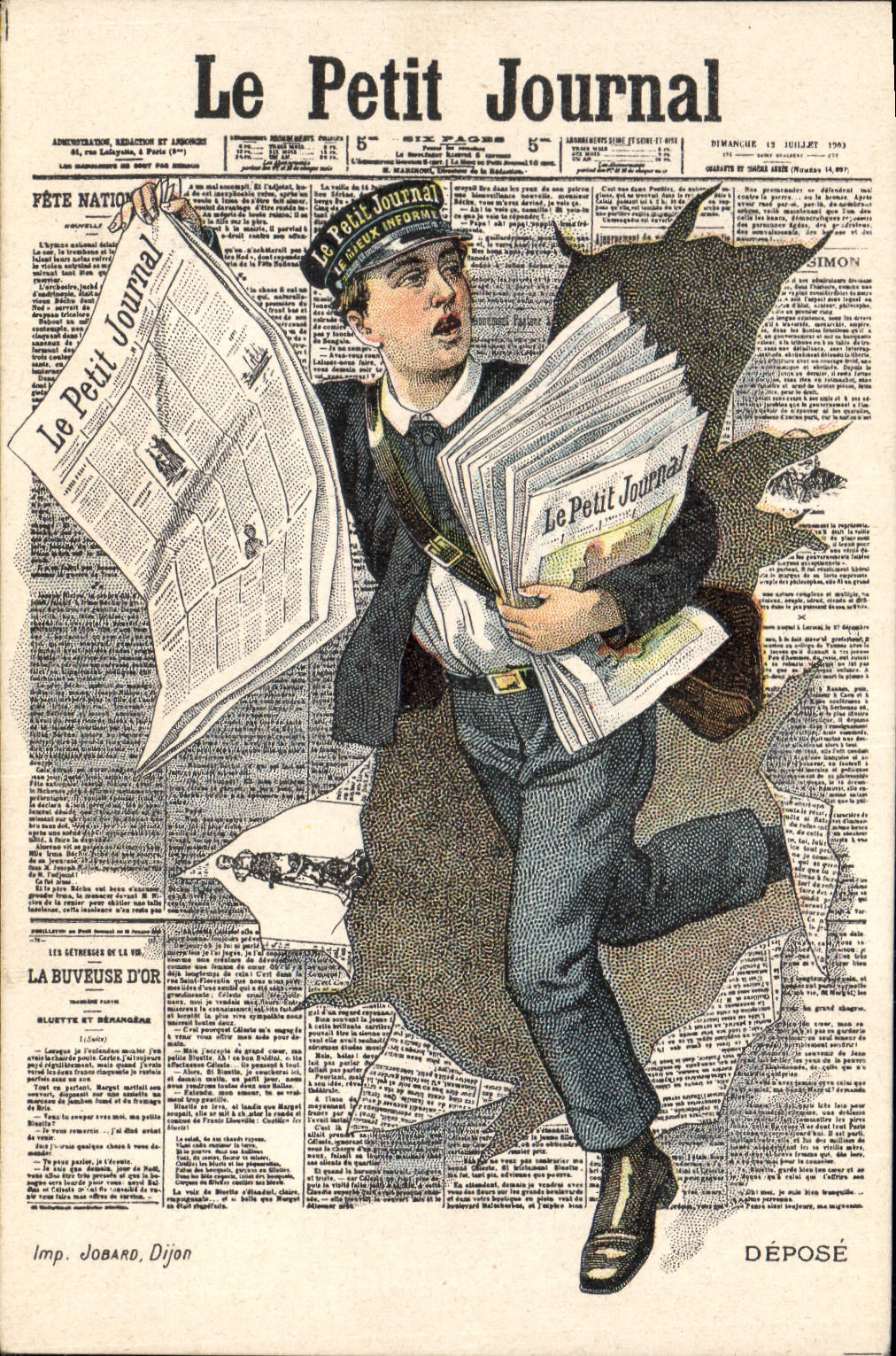 CPA Fantaisie Journaux Journal Le Petit Journal Ville de Nice Musique municipale 12 fevrier 1912 TOP