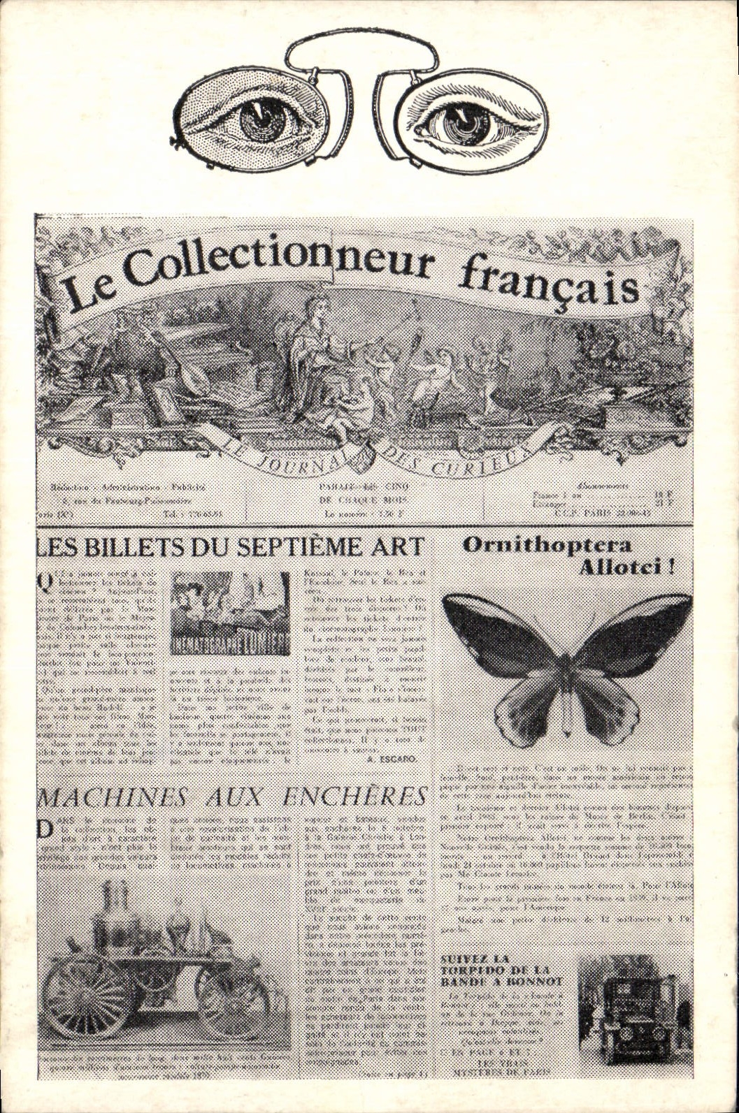 CPA Fantaisie Journaux Journal Le Collectionneur Francais Papillon Machines aux encheres 