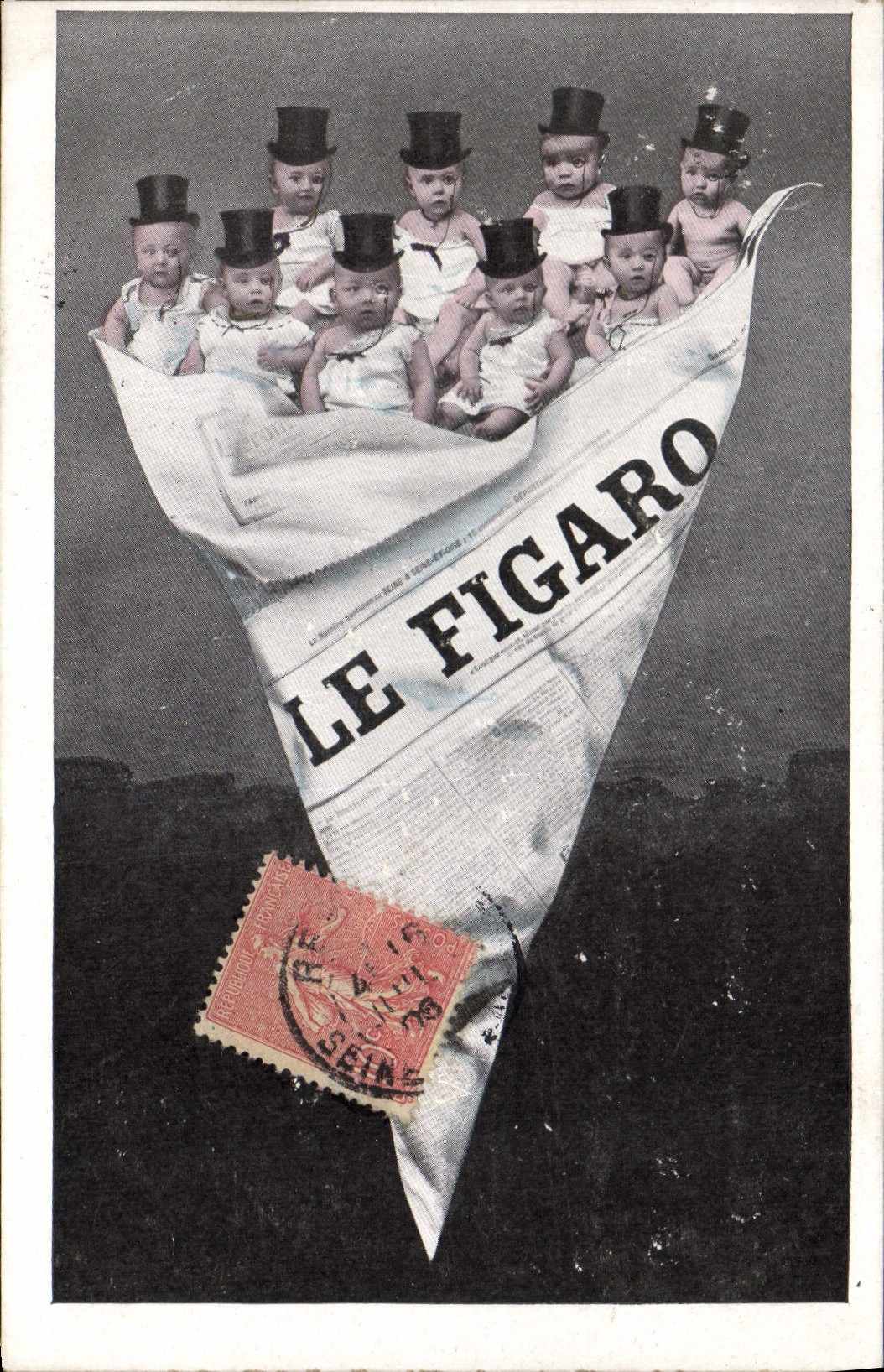 CPA Fantaisie Journaux Journal Le Figaro Enfants Bebes