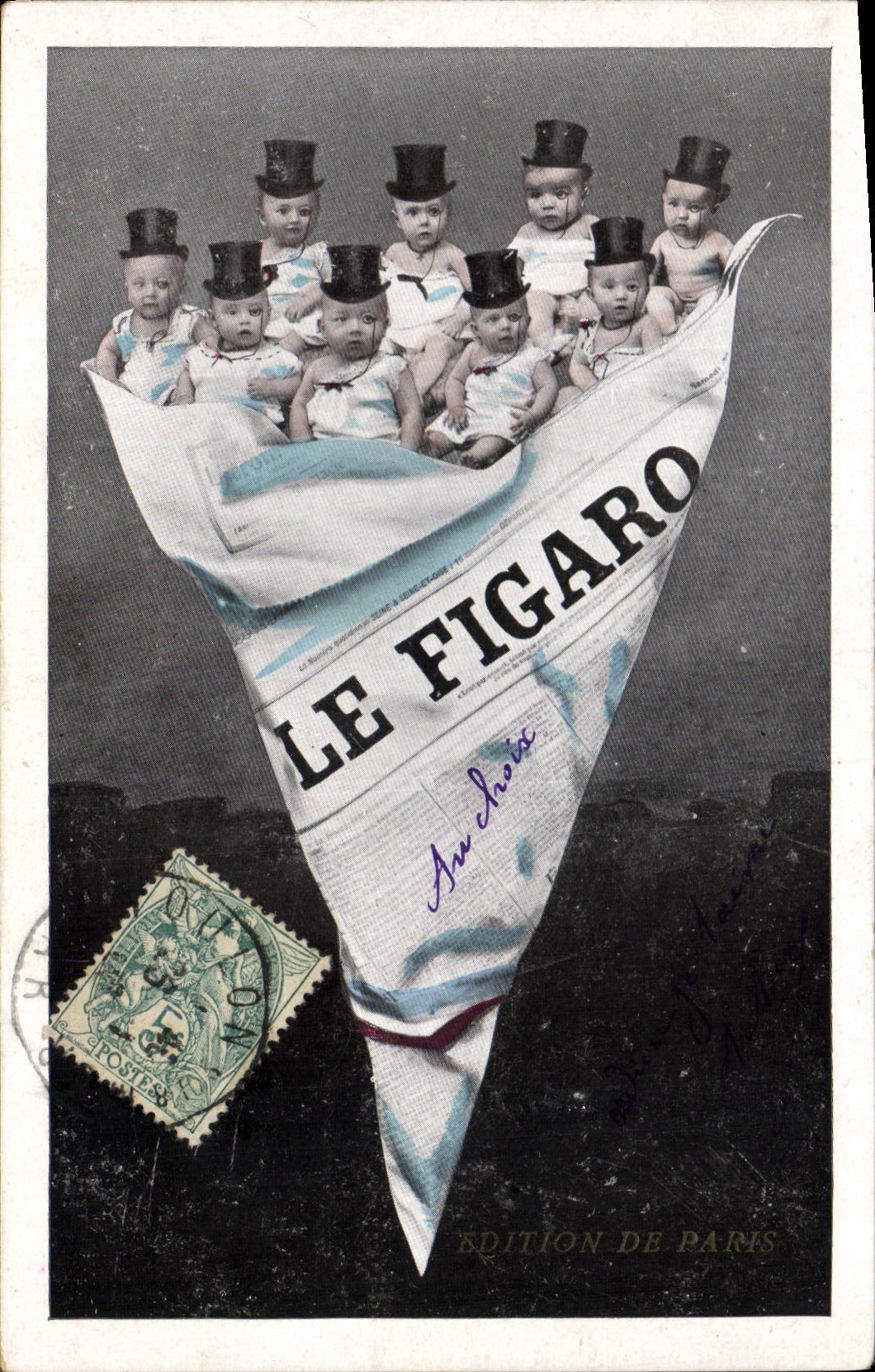 CPA Fantaisie Journaux Journal Le Figaro Enfants Bebes