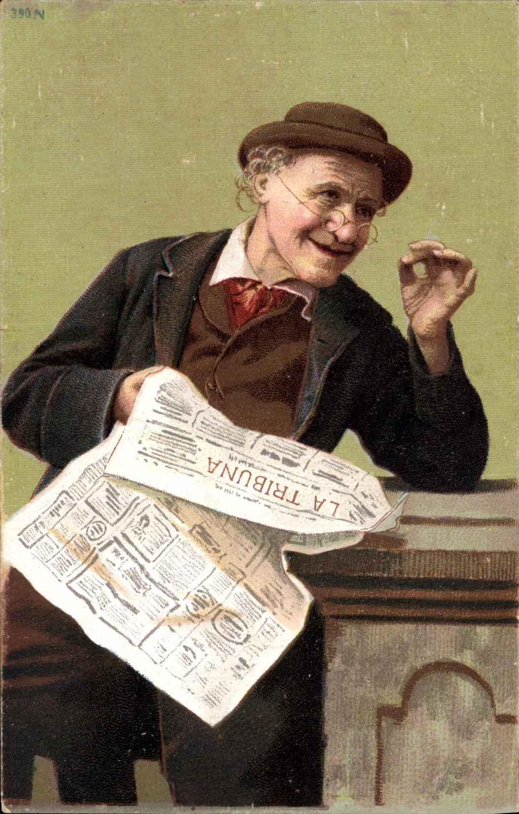 CPA Fantaisie Journaux Journal La Tribuna Homme