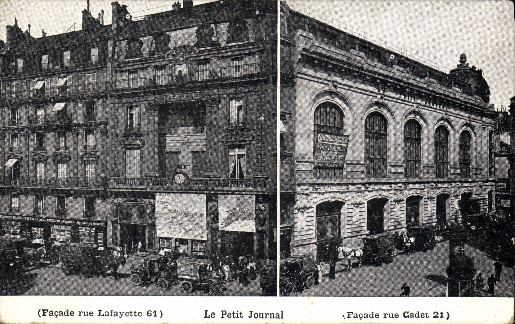 CPA Journaux Journal Paris Rue lafayette Le Petit Journal Rue Cadet