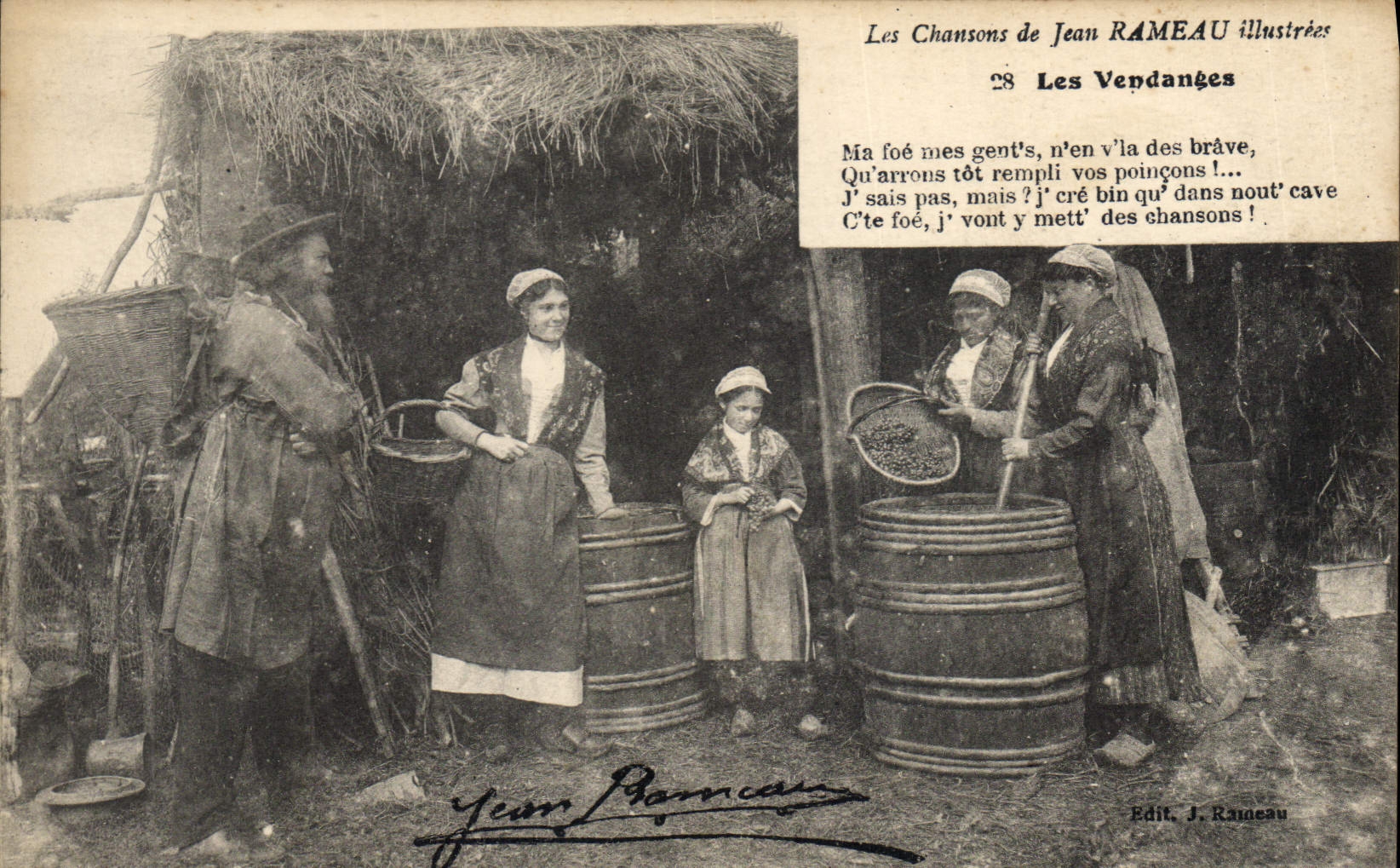 CPA Folklore Paysans Les chansons de Jean Rameau illustrees Les vendanges