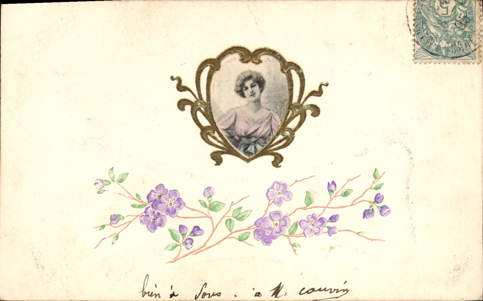 CPA Fantaisie Fleurs Femme