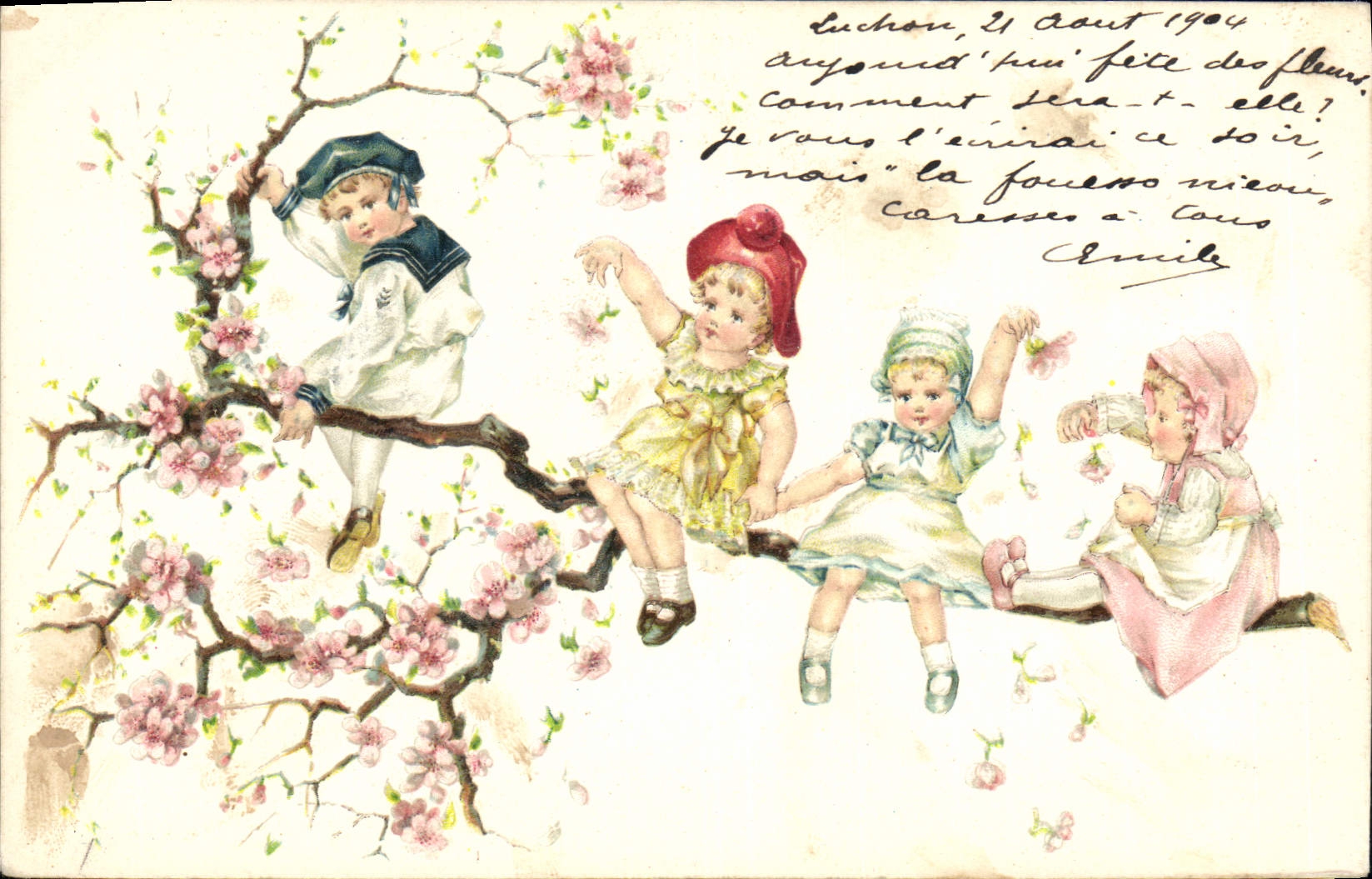 CPA Fantaisie Fleurs Enfants