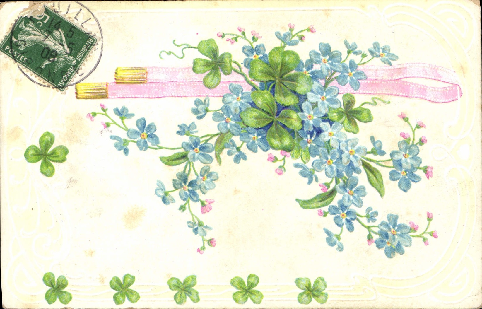 CPA Fantaisie Fleurs Trefles