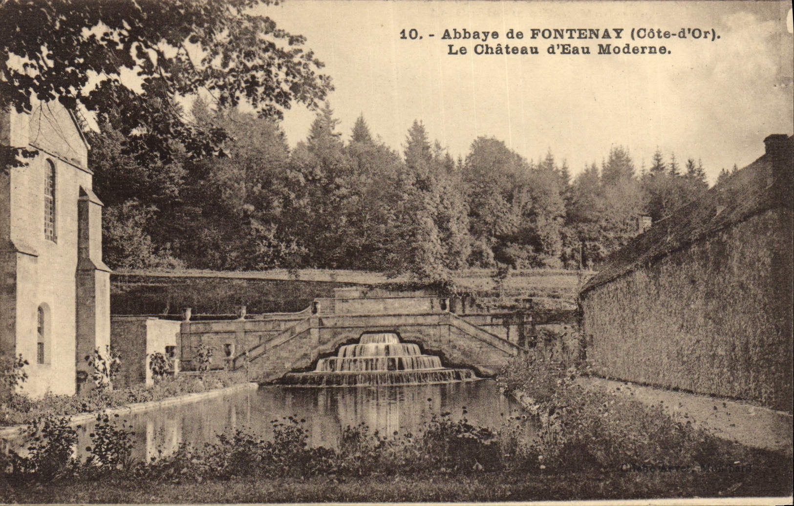 Vintage Postcard modern Tower water Abbey of Fontenay