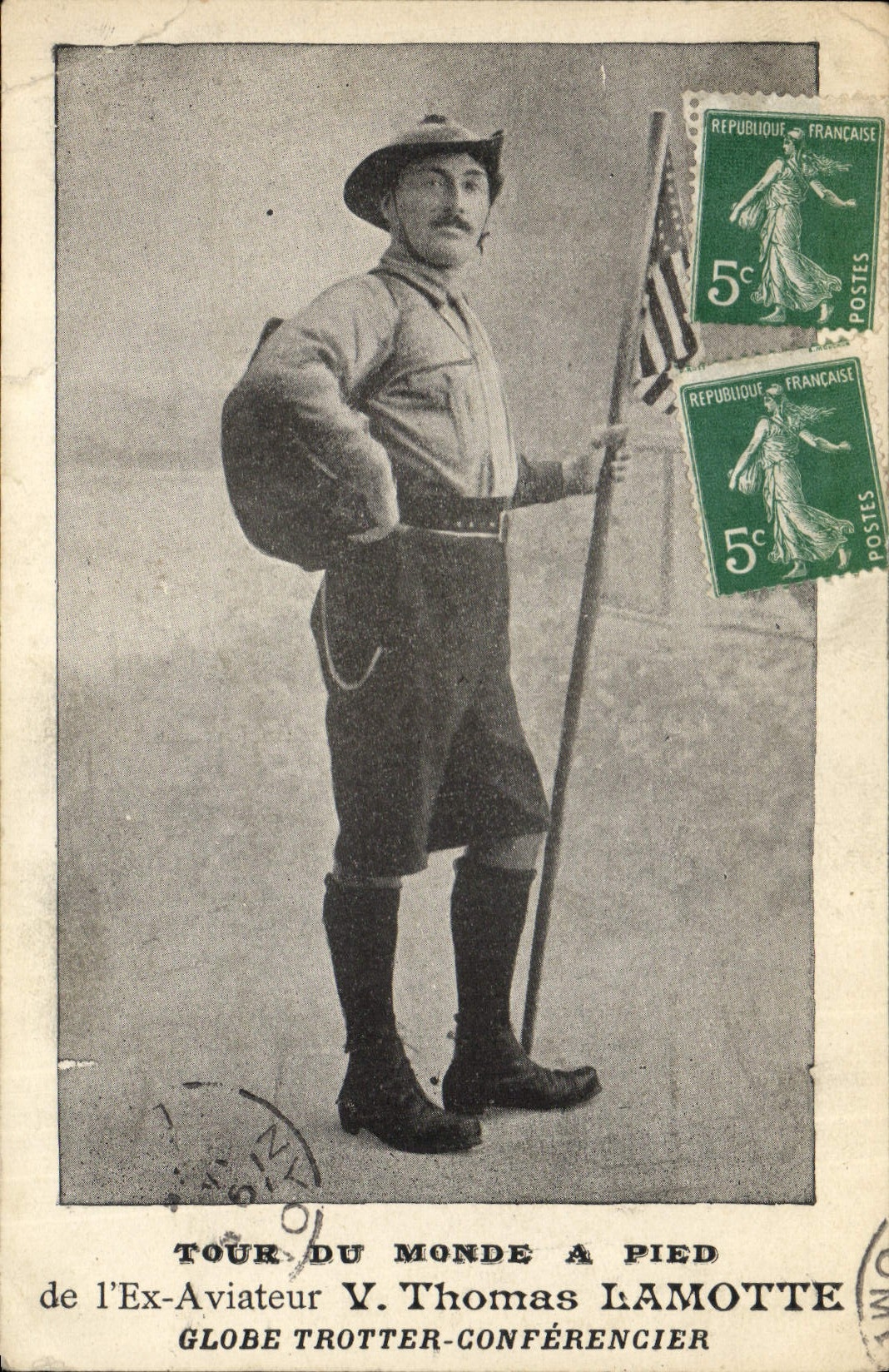 CPA Globe Trotters Globe-Trotters Tour du Monde a pied Ex aviateur Thomas Lamotte 