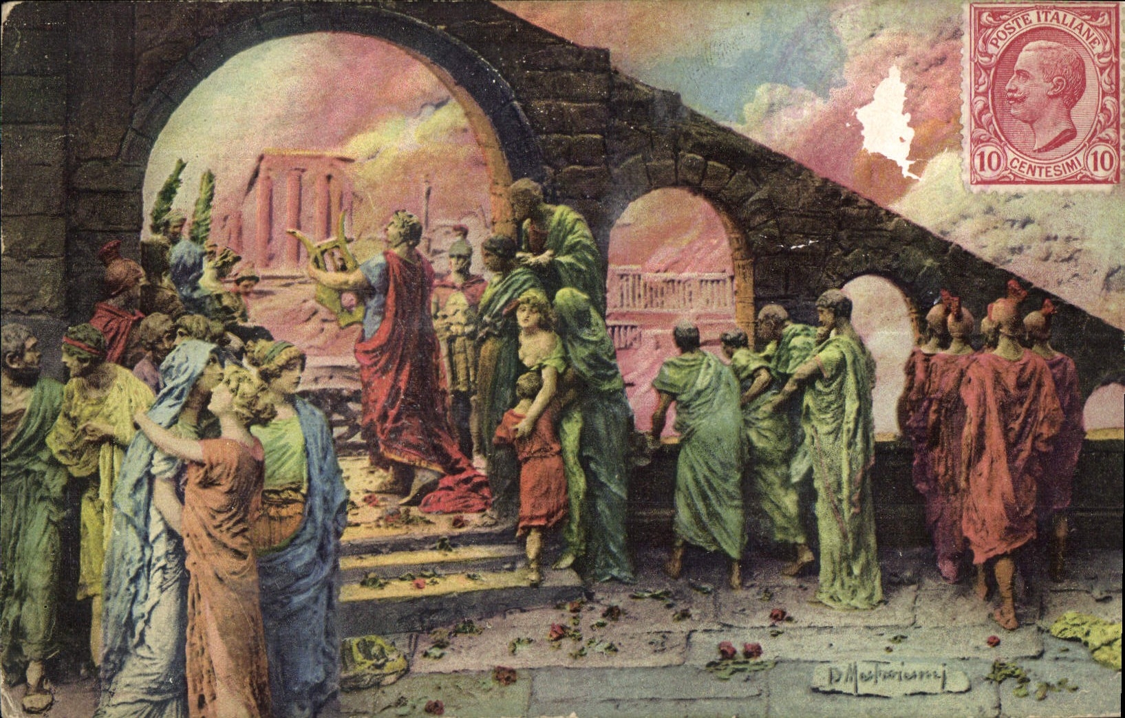 CPA Fantaisie Illustrateur Mastroianni L'incendie de Rome