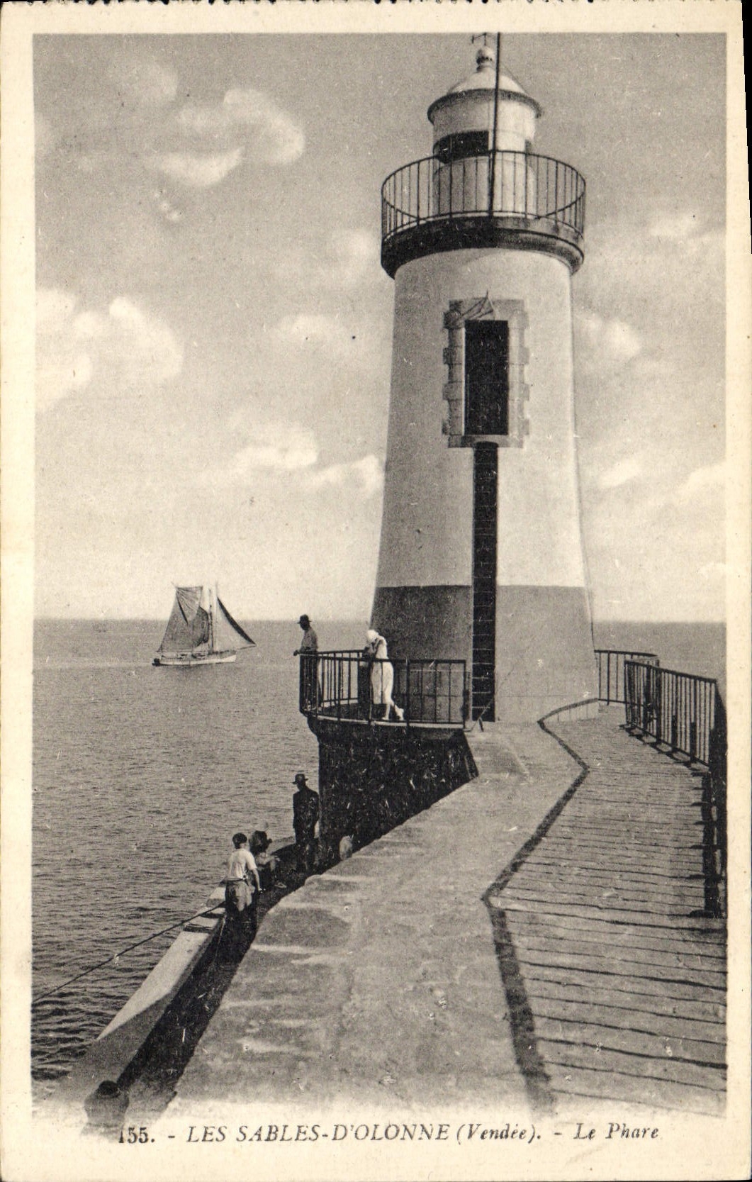 Vintage Postcard Headlight Sands of Olonne Boat