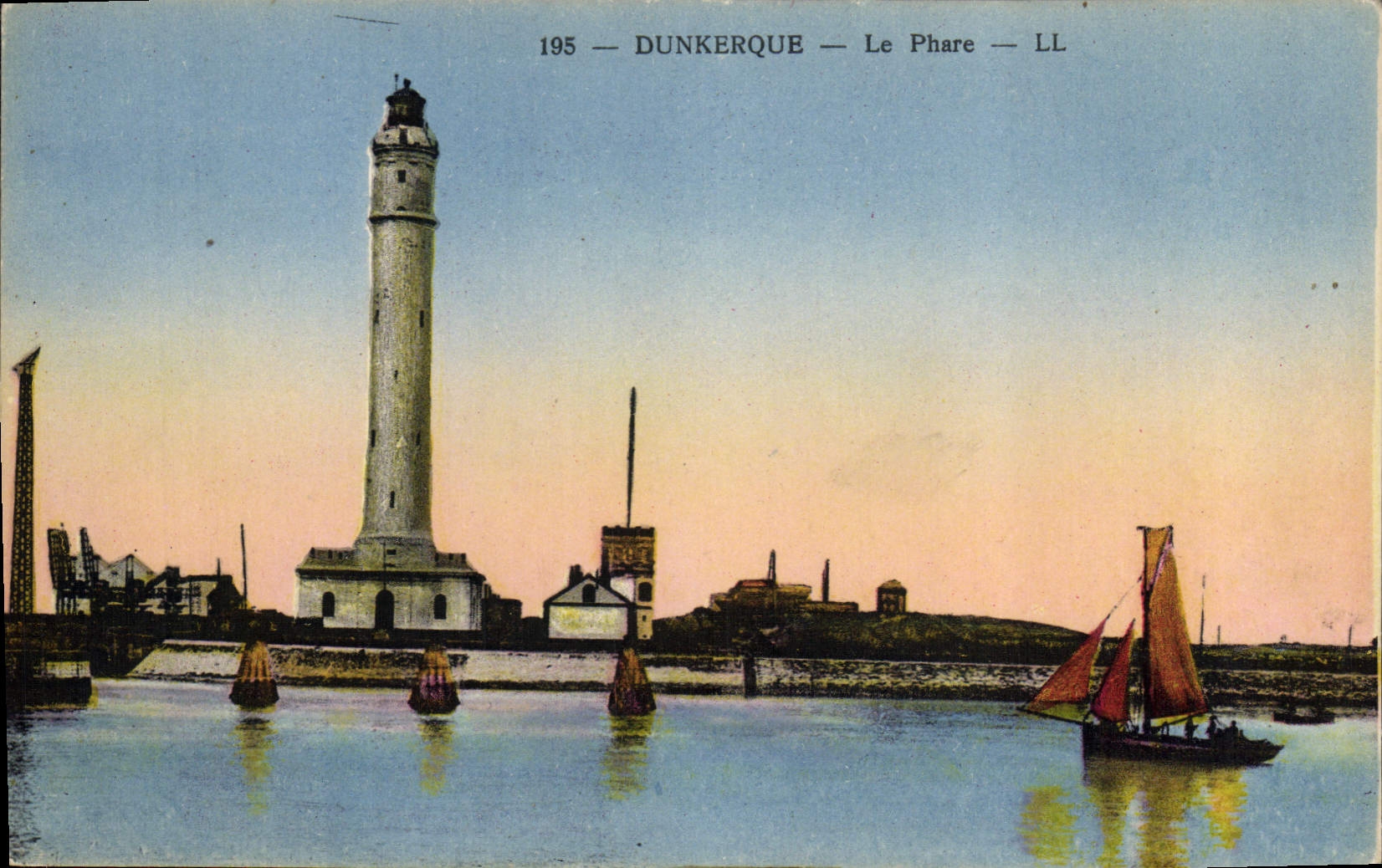 Vintage Postcard Headlight Dunkirk Boat