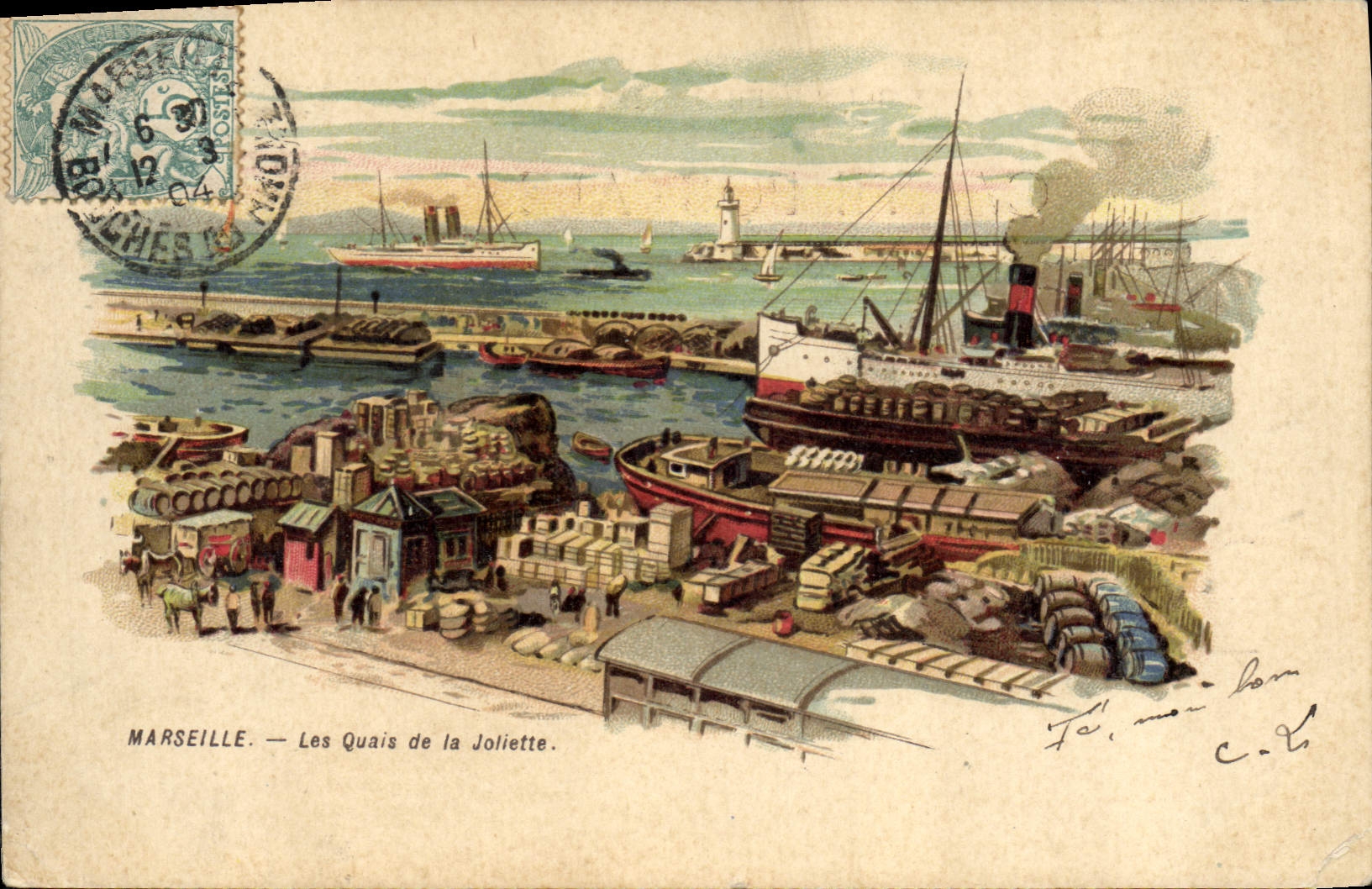 CPA Phare Marseille Les Quais de la Joliette Bateaux