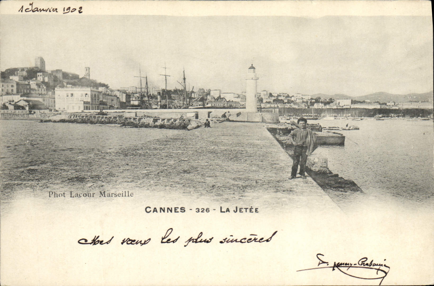 Vintage Postcard Cannes Headlight the pier