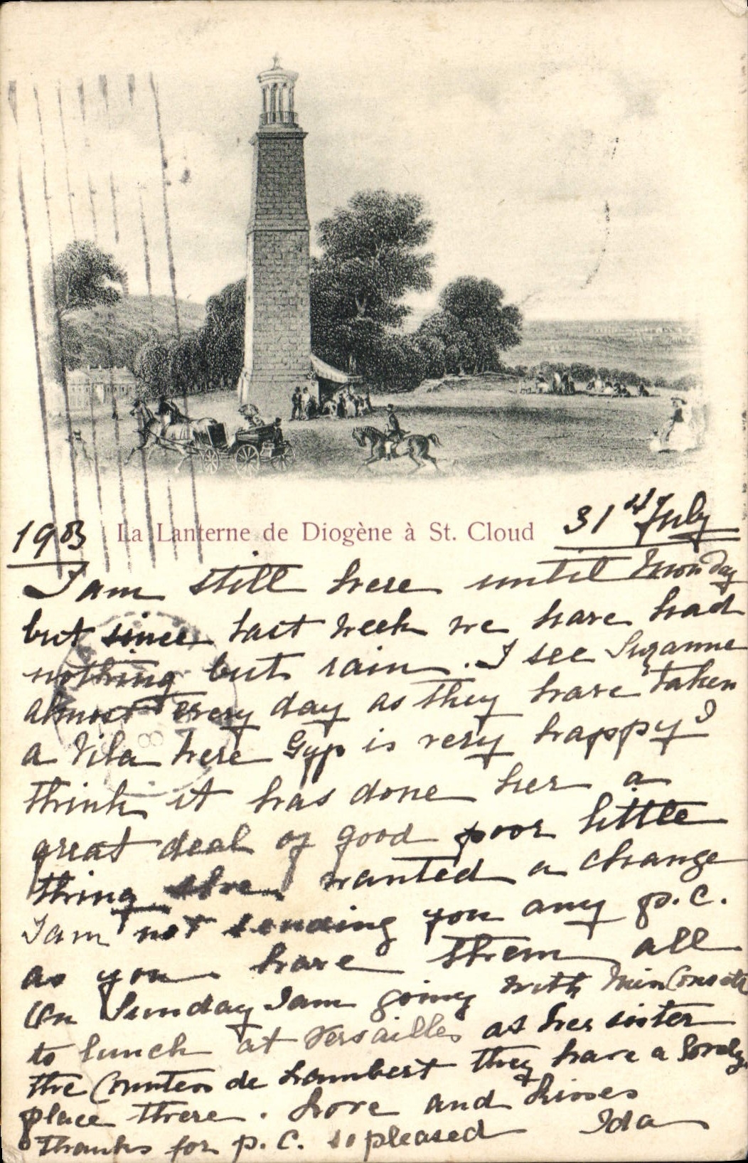 Vintage Postcard Phare the lantern of Diogene has St Cloud