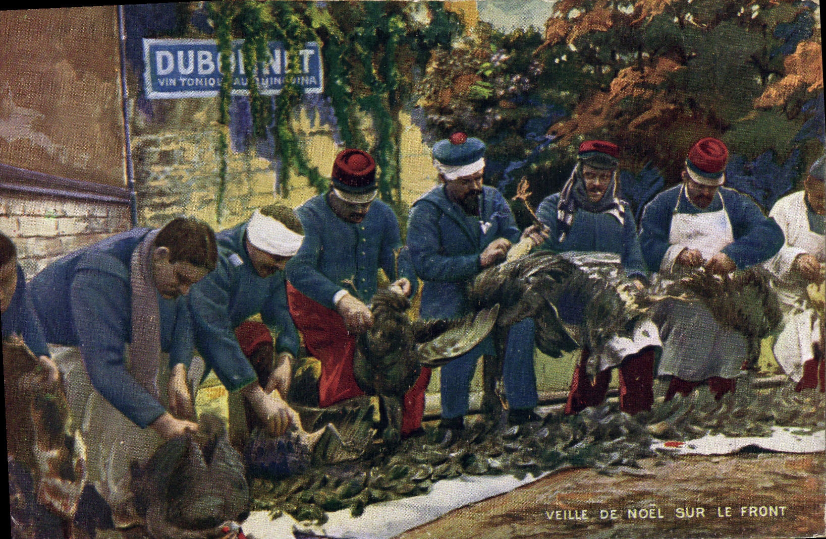 CPA Militaria Veille de Noel sur le front Dubonnet