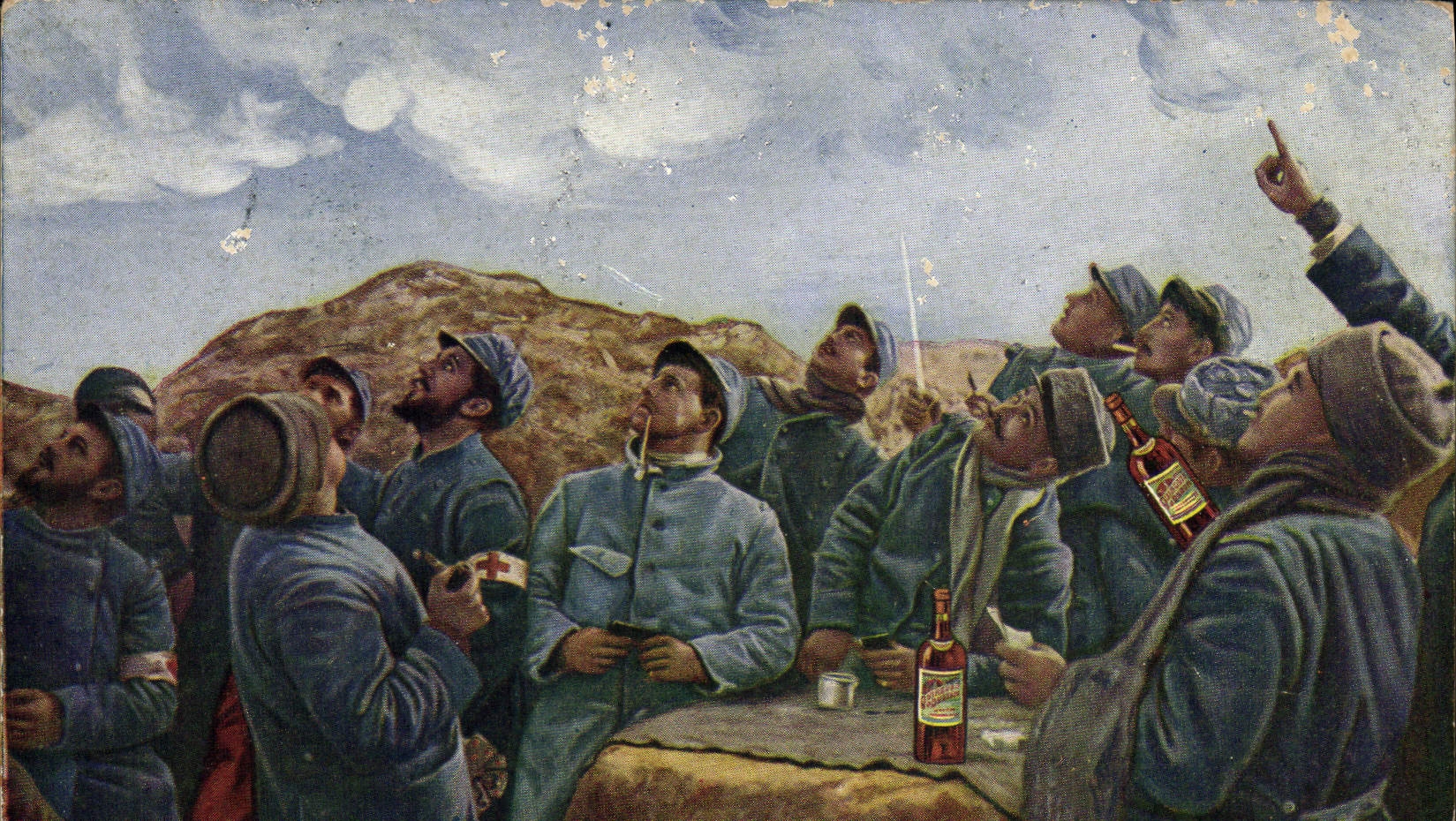 CPA Militaria Un taube passe Avion