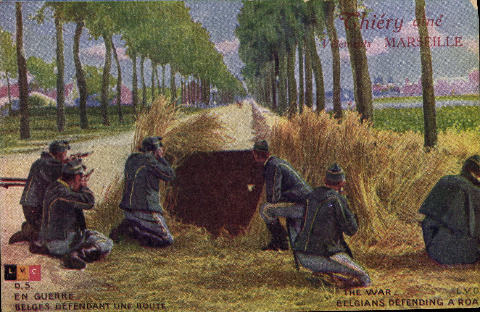 CPA Militaria Belges defendant une route