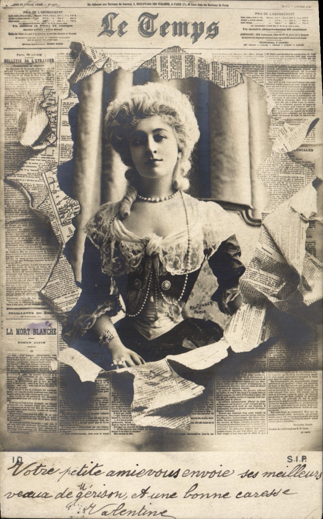 CPA Fantaisie Journaux Journal Le Temps Femme