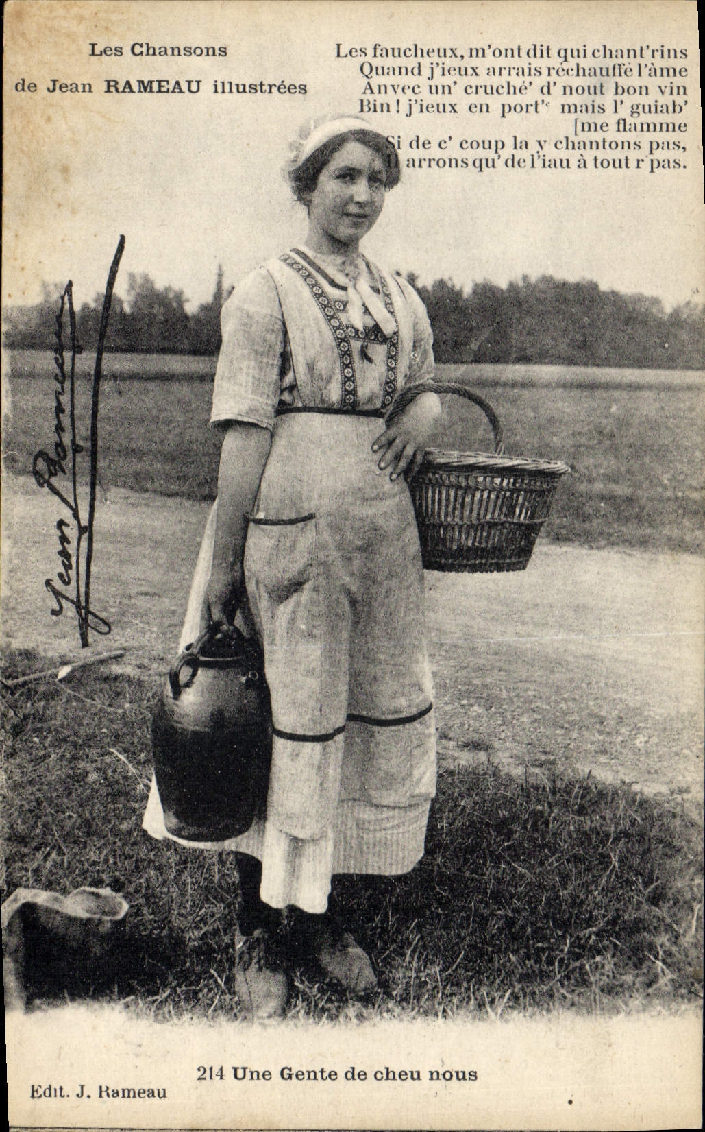 CPA Folklore Les chansons de Jean Rameau illustrees Une gente de Cheu nous