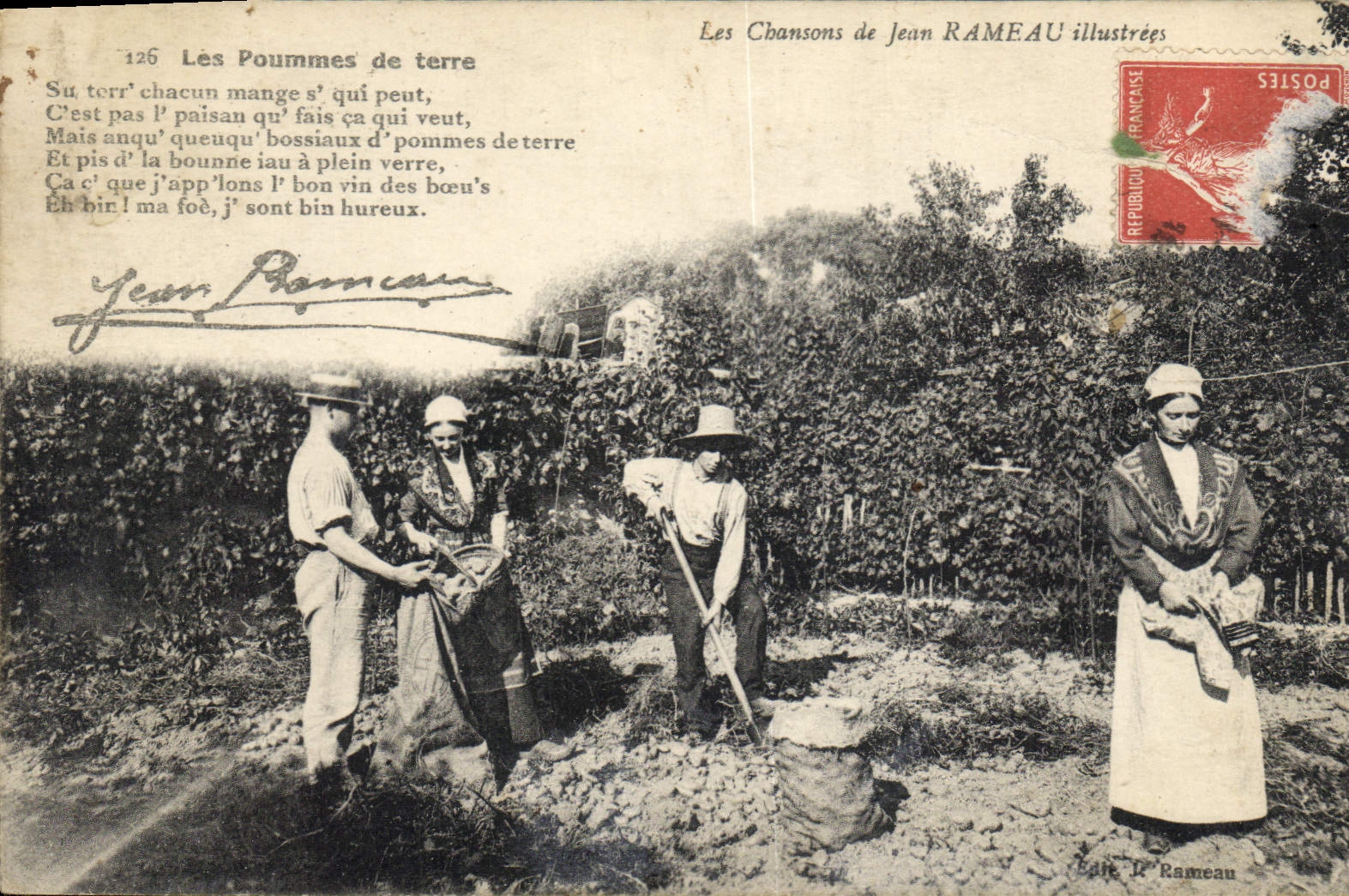 CPA Folklore Les chansons de Jean Rameau illustrees Les pommes de terre