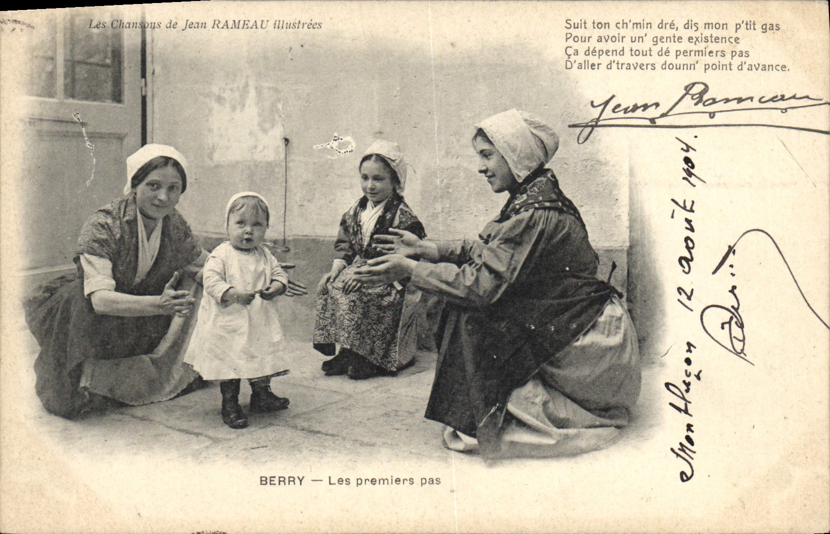 CPA Folklore Les chansons de Jean Rameau illustrees Berry Les premiers pas Enfant Bebe