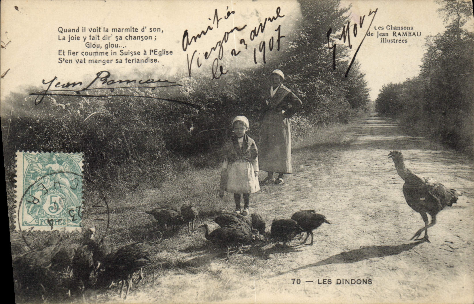 CPA Folklore Les chansons de Jean Rameau illustrees Les dindons Enfant