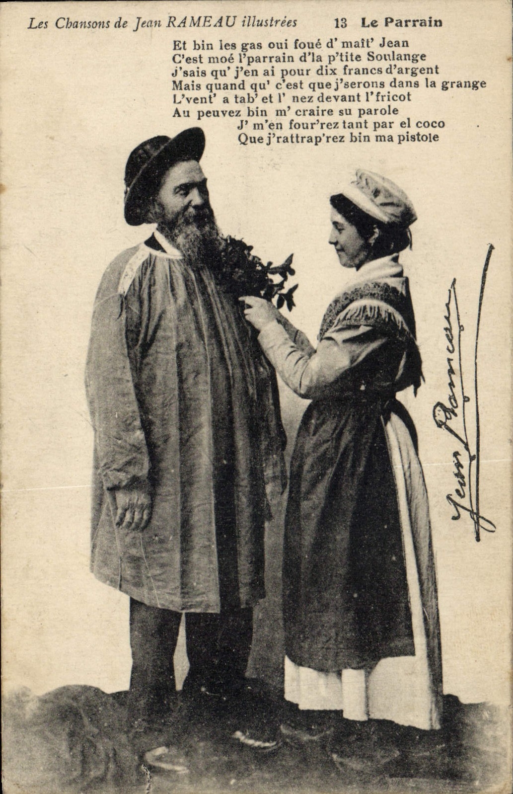 CPA Folklore Les chansons de Jean Rameau illustrees Le parrain
