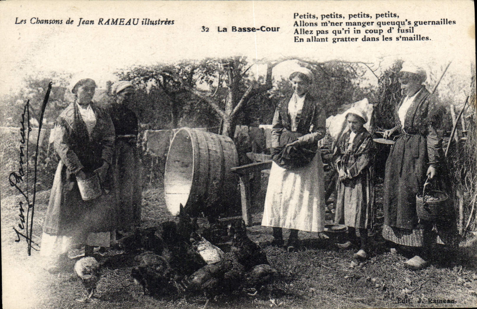 CPA Folklore Les chansons de Jean Rameau illustrees La basse Cour