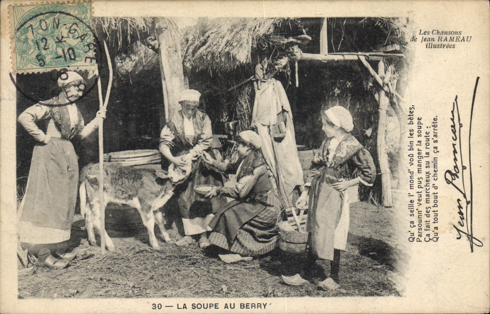 CPA Folklore Les chansons de Jean Rameau illustrees La soupe au Berry Veau