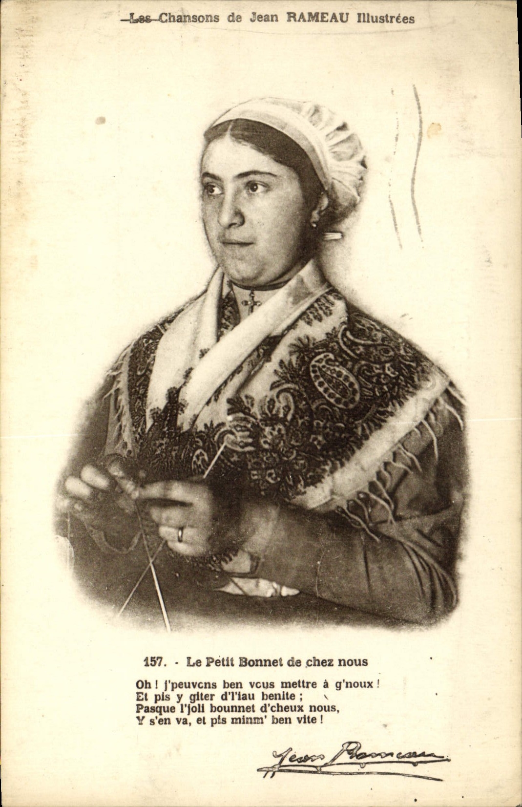 CPA Folklore Les chansons de Jean Rameau illustrees Le petit bonnet de chez nous