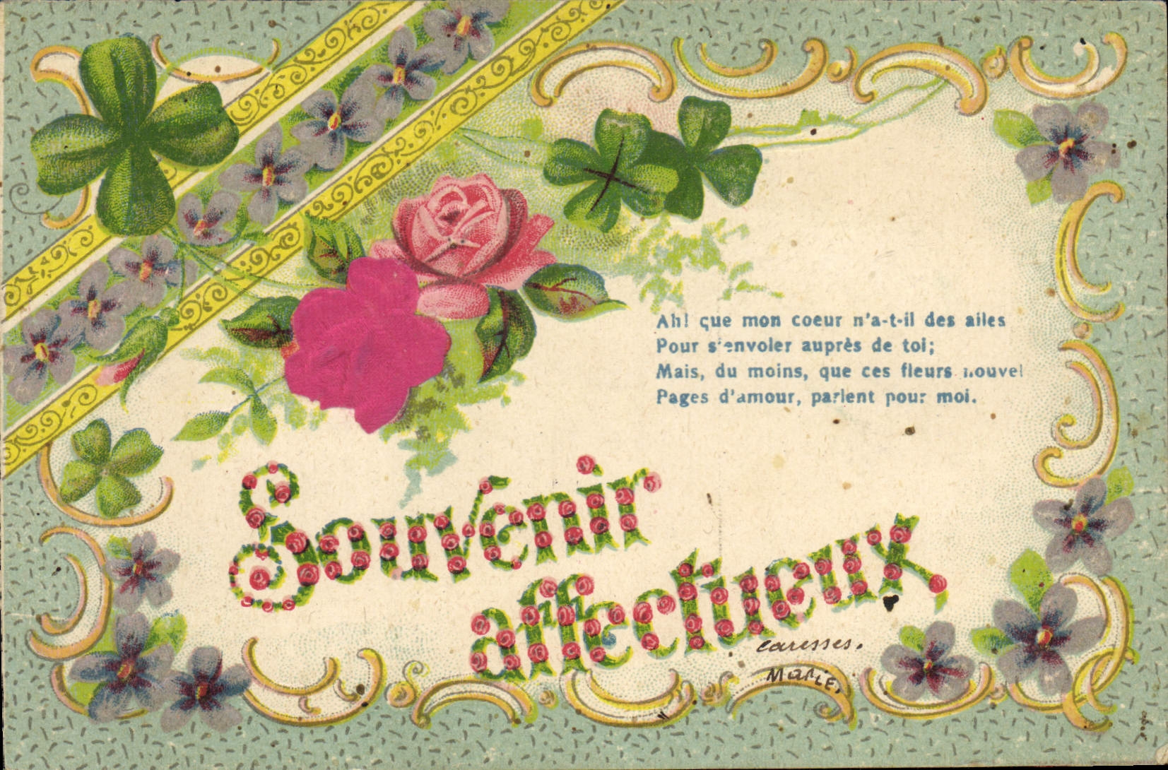 CPA Fantaisie Fleurs Trefles