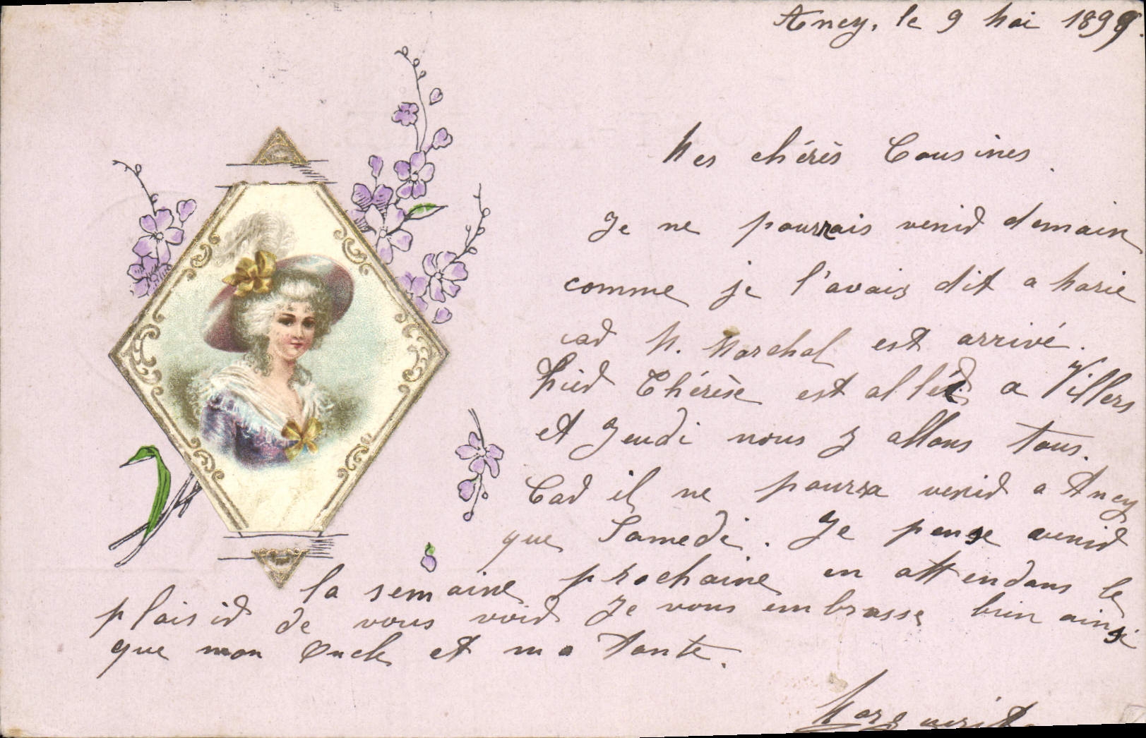 CPA Fantaisie Fleurs Femme