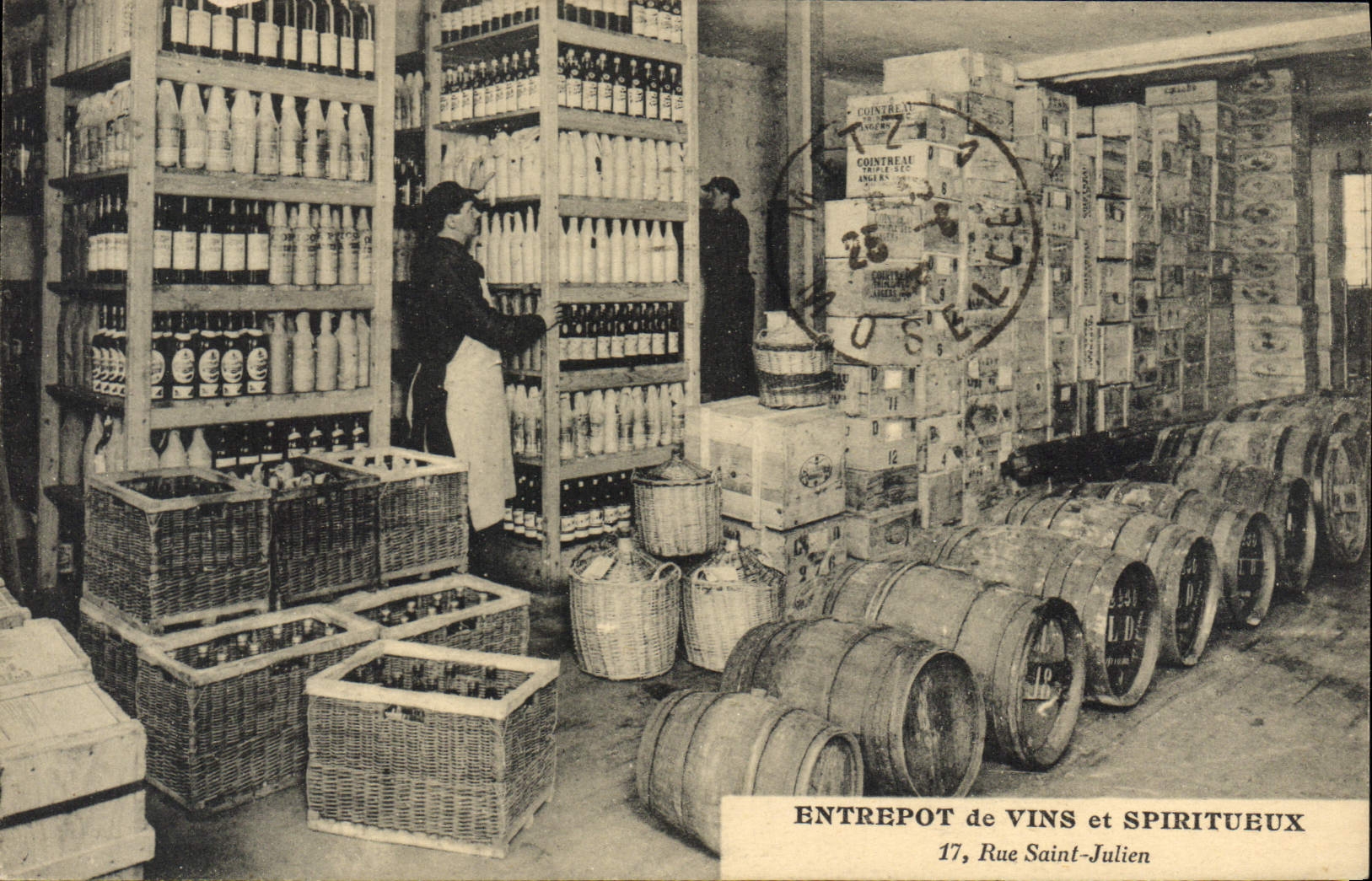 CPA Folklore Vigne Vendanges Entrepot de vins & spiritueux Rue Saint Julien Felix Potin Nancy TOP