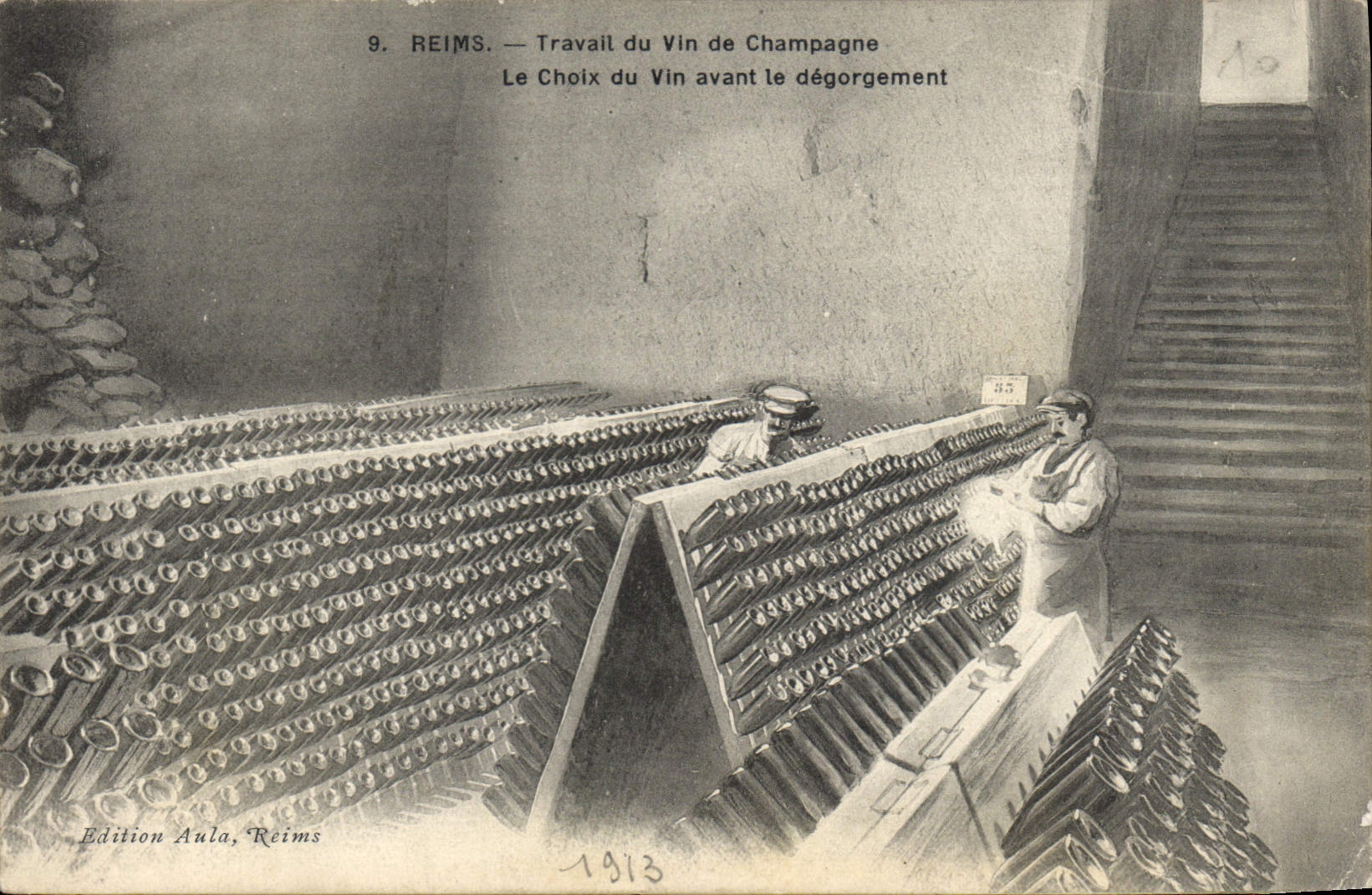 Postal Folclore Vid Vendimias Reims Trabajo de vino de Champaña la elección del vino antes del desatasco