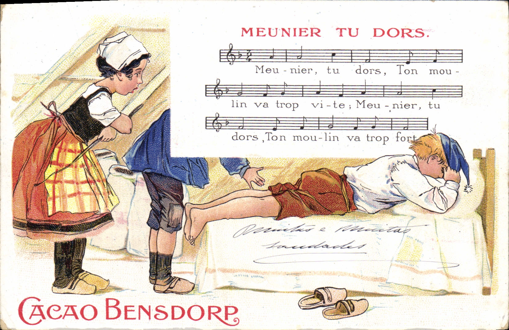 CPA Publicite Cacao Bensdorp Meunier tu dors 