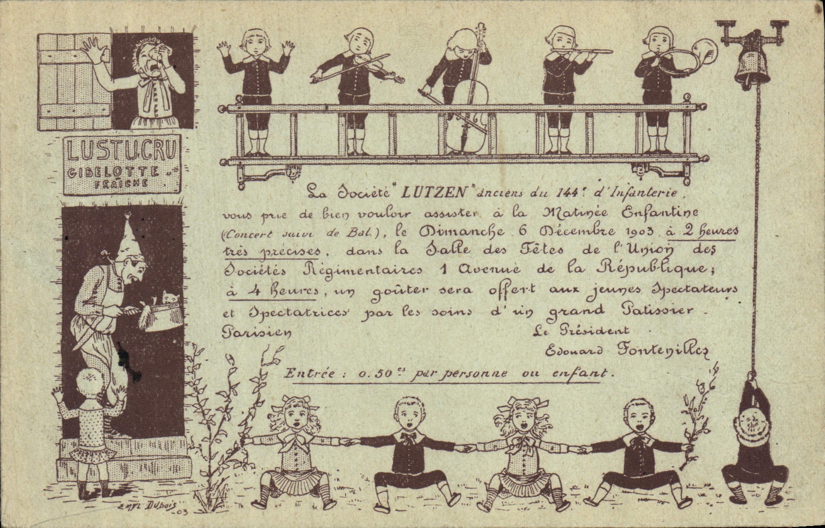 CPA Publicite Lustucru Enfants Violon Flute Violoncelle Cor TOP 