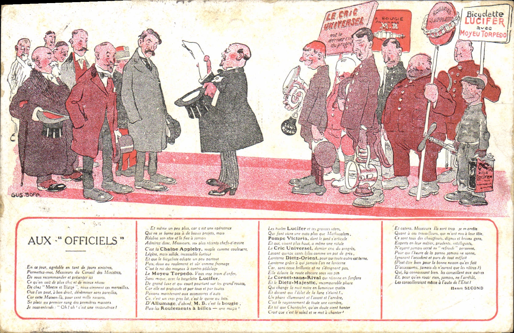 CPA Publicite Aux Officiels Bicyclette Lucifier Velo Cyle Illustrateur Gus Bofa TOP