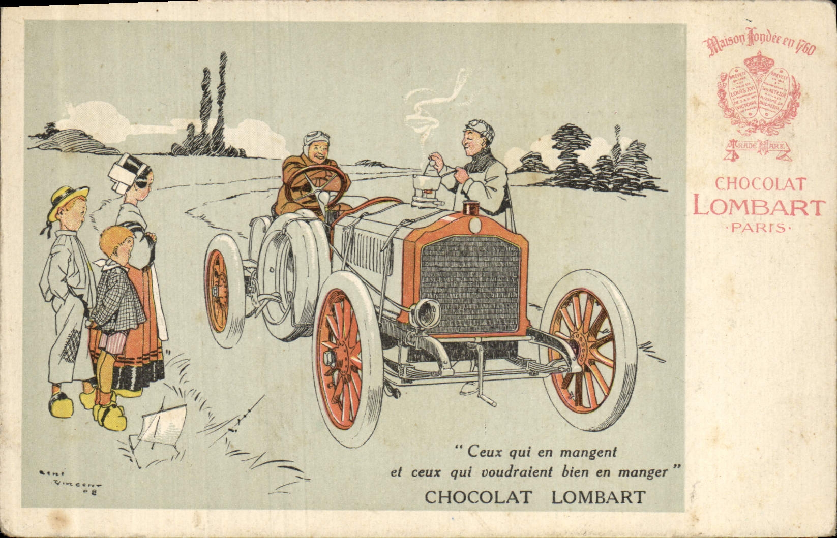 CPA Publicite Chocolat Lombart Automobile Paris