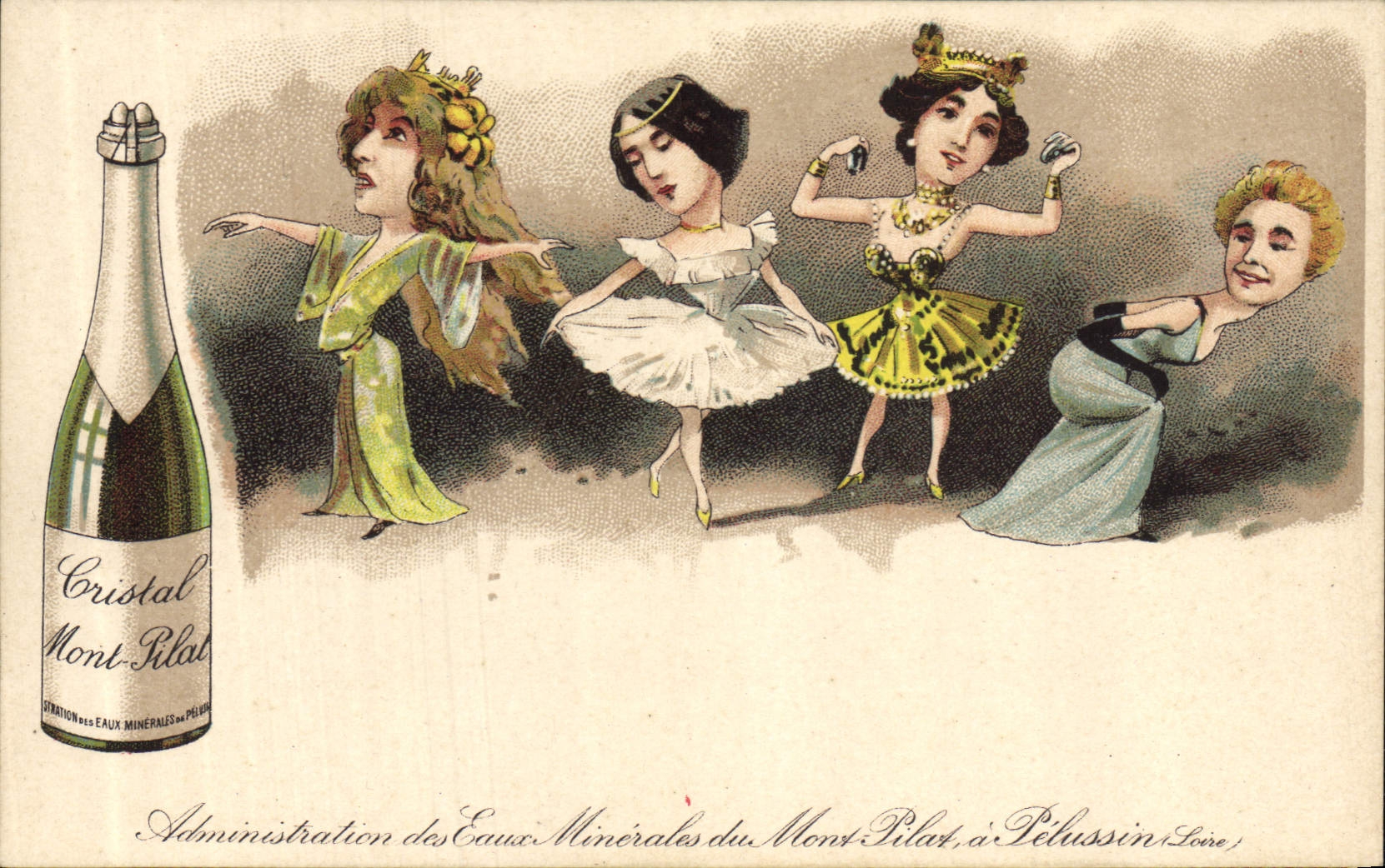 CPA Publicite Cristal Mont Pilat Eaux Minerales Pelussin Loire Femmes TOP