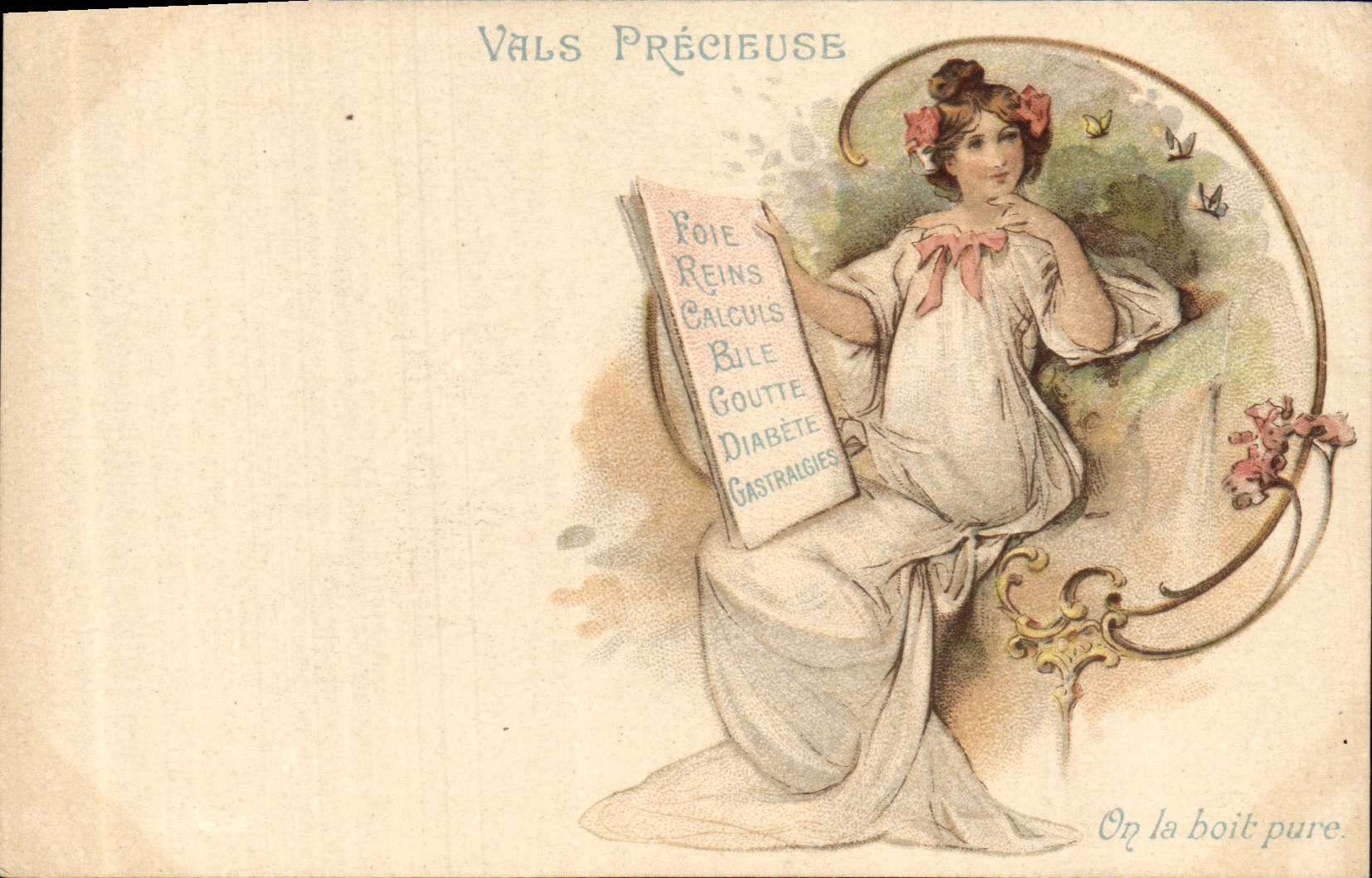 CPA Publicite Vals Precieuse On la boit pure Femme