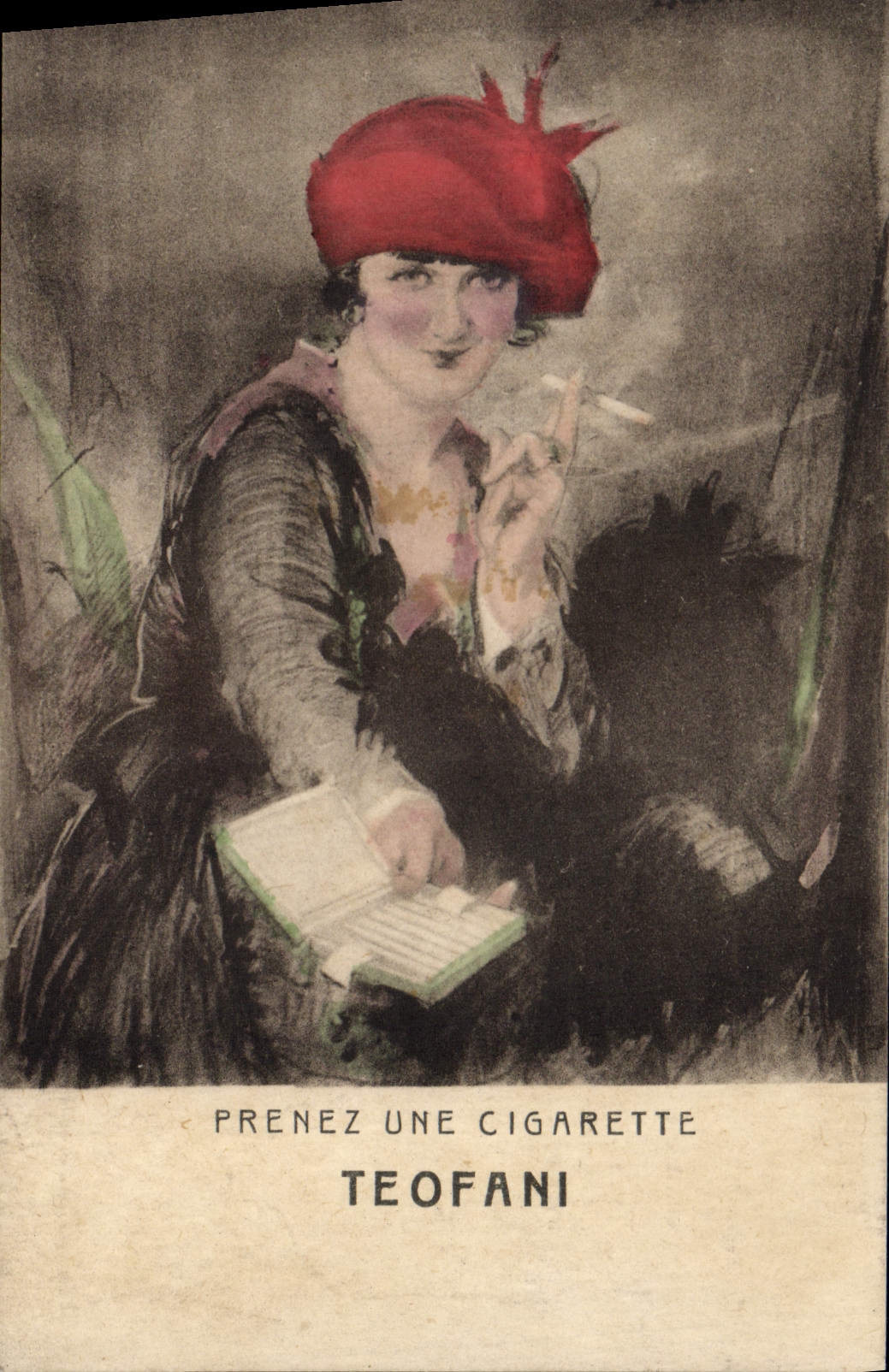 CPA Publicite Prenez une cigarette Teofani Femme